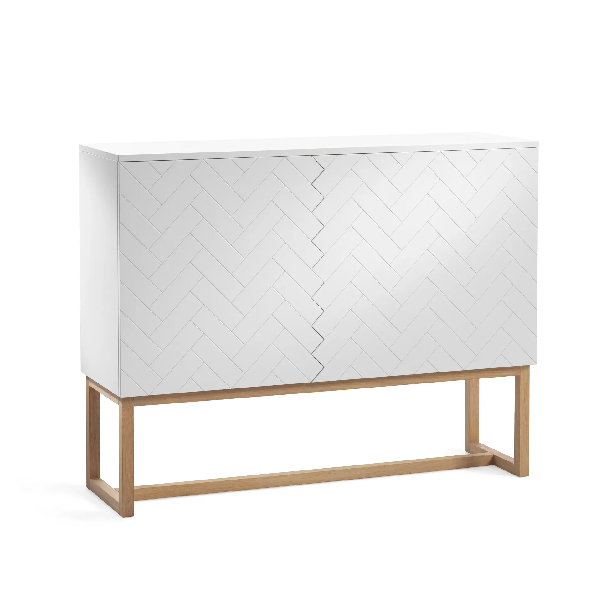 Credenza Story, Gambe in rovere tinto bianco, bianco A2