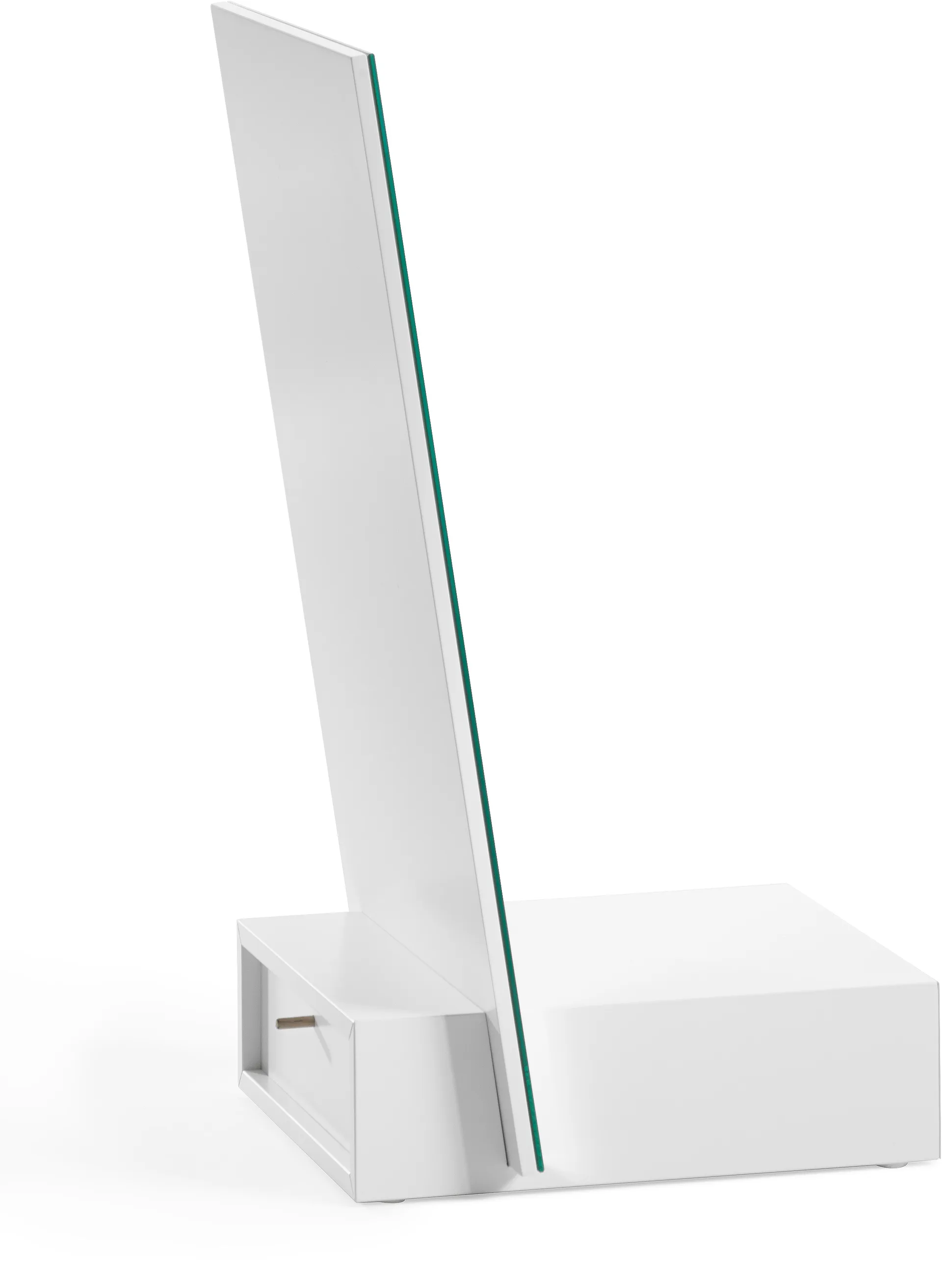 Me specchio da tavolo con contenitore, Bianco, 34x57x30 cm A2