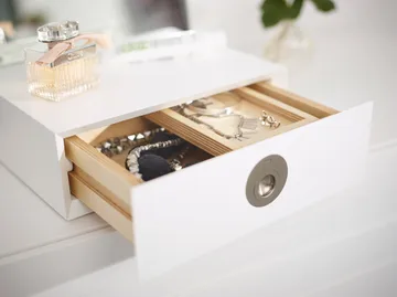 Me specchio da tavolo con contenitore - Bianco, 34x57x30 cm - A2