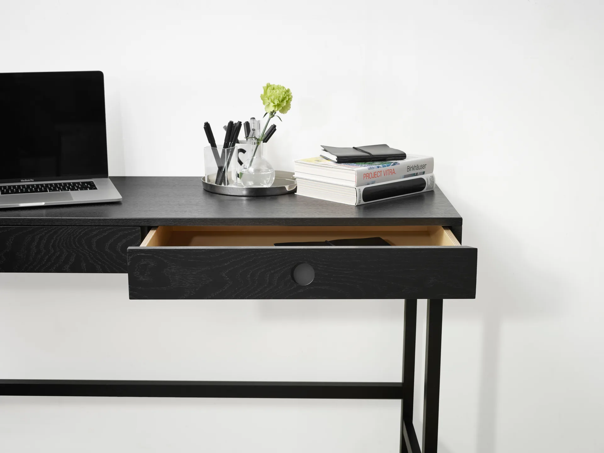 Mind scrivania, Rovere tinto nero, 118x74x44 cm A2