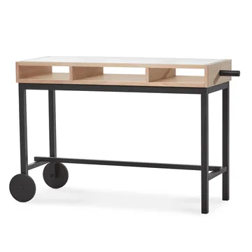 Scrivania Shift con ruote - Rovere oliato bianco, nero - A2