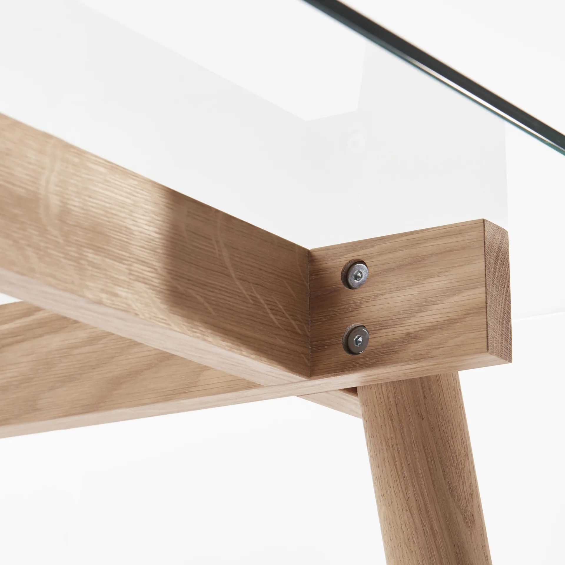 Tavolo da pranzo Corners, Rovere oliato, vetro A2