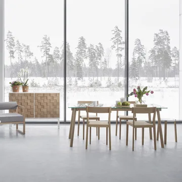 Tavolo da pranzo Corners - Rovere oliato, vetro - A2
