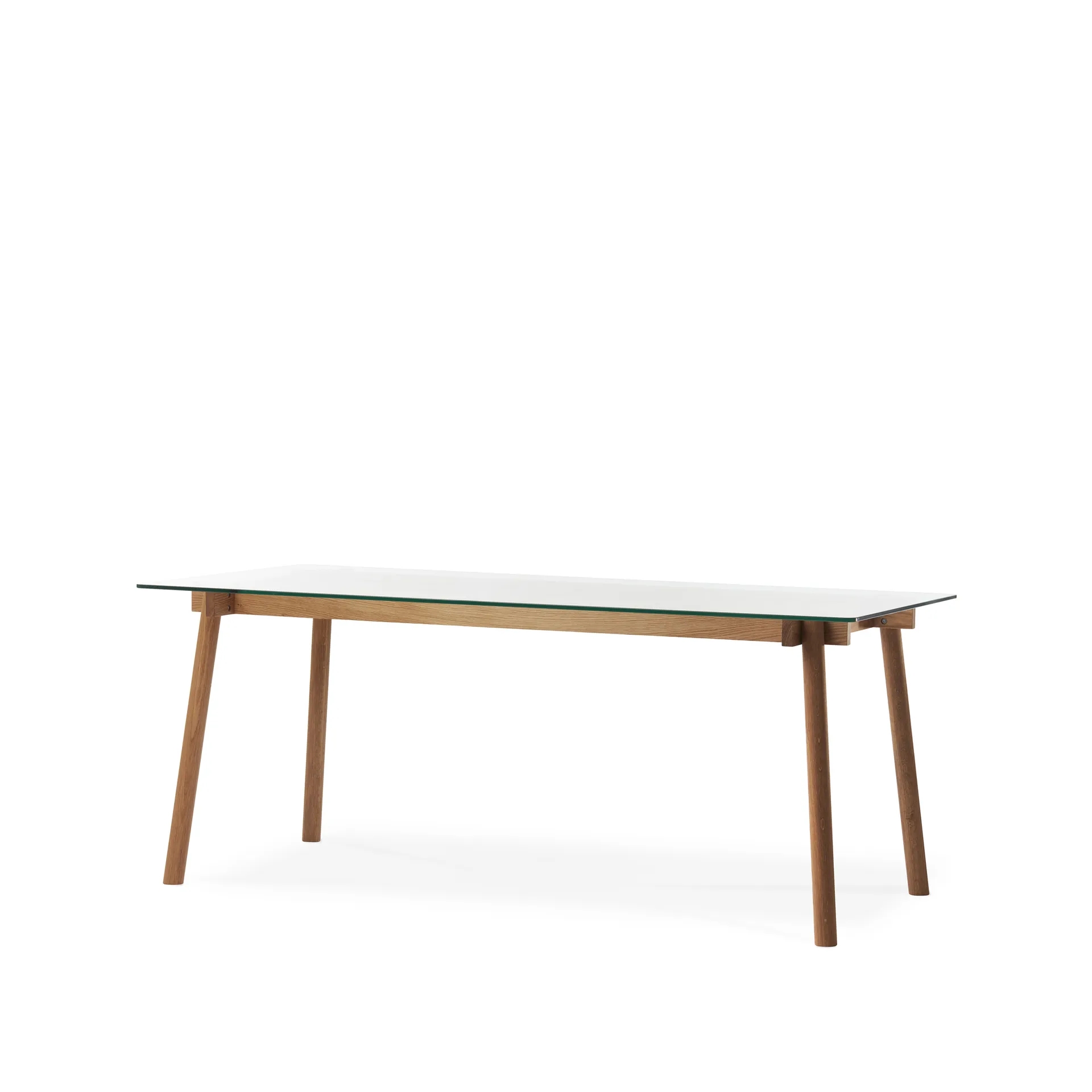 Tavolo da pranzo Corners, Rovere oliato, vetro A2