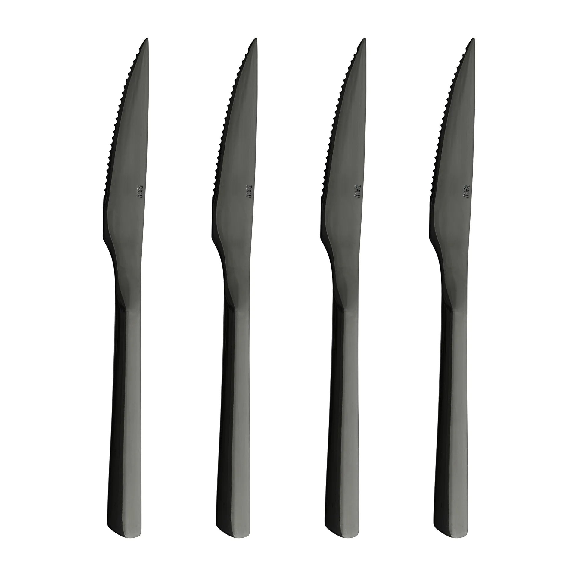 Coltello da bistecca Raw, confezione da 4, Nero Aida