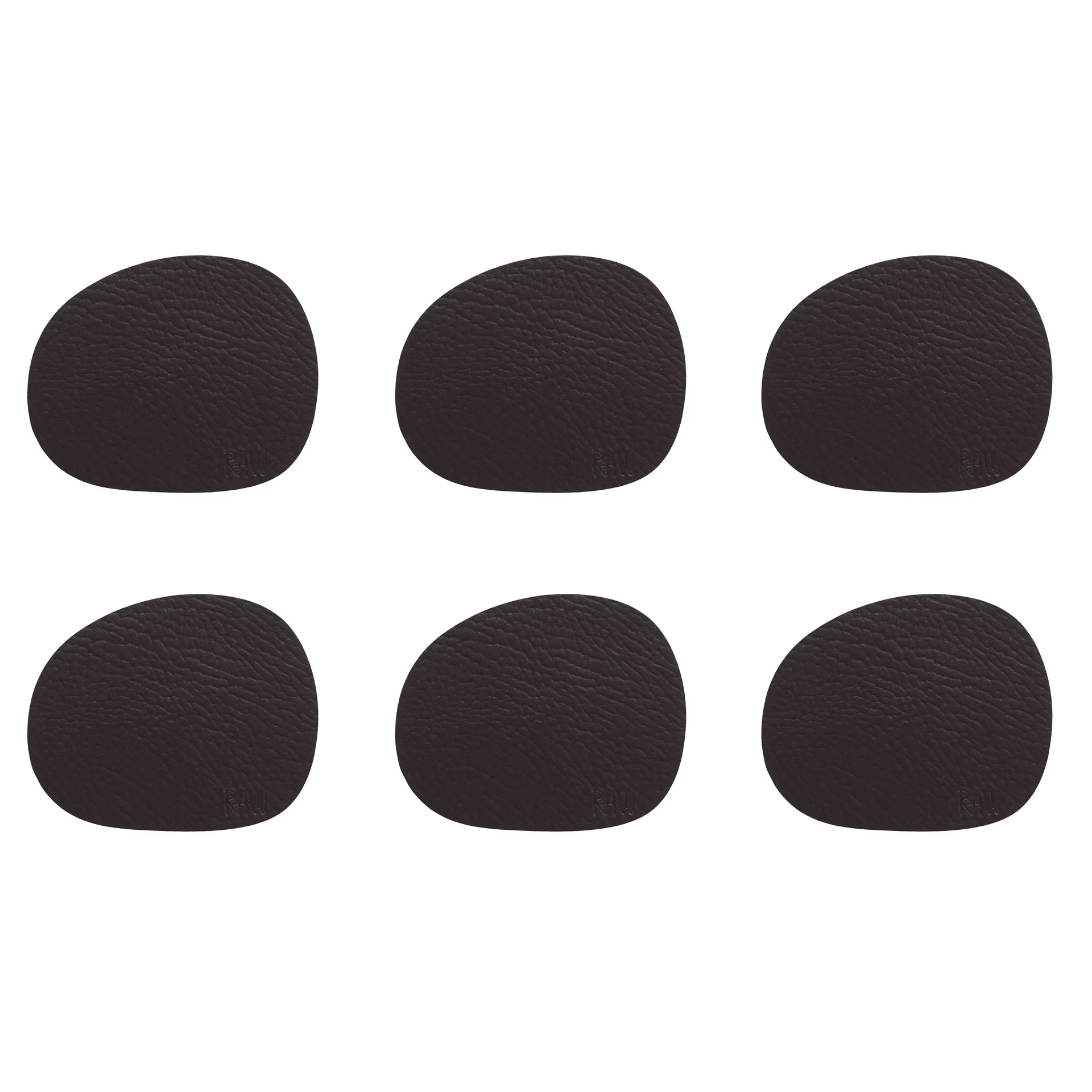 Confezione da 6 sottobicchieri in pelle Raw, Brown buffalo (marrone) Aida