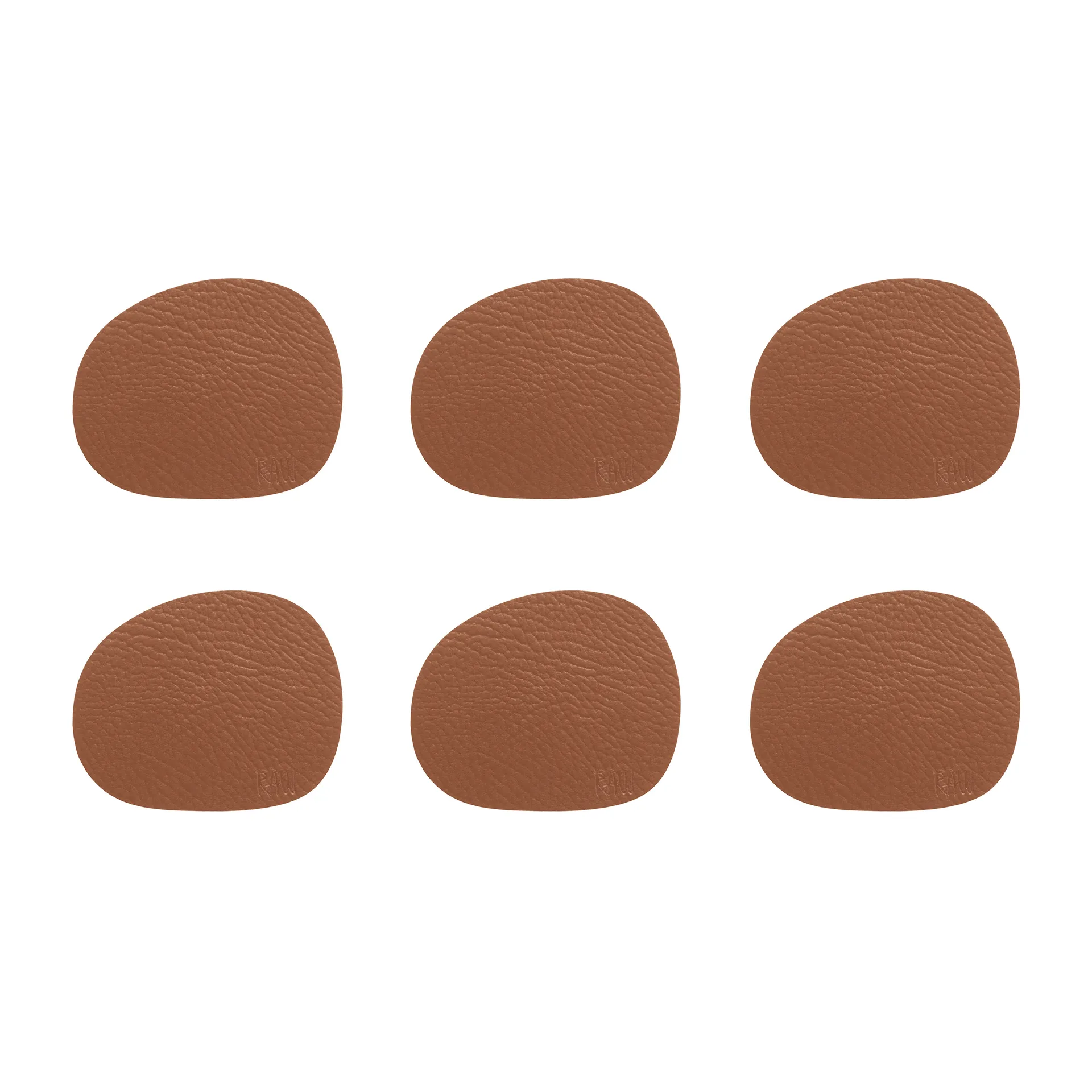 Confezione da 6 sottobicchieri in pelle Raw, Cinnamon brown (marrone) Aida