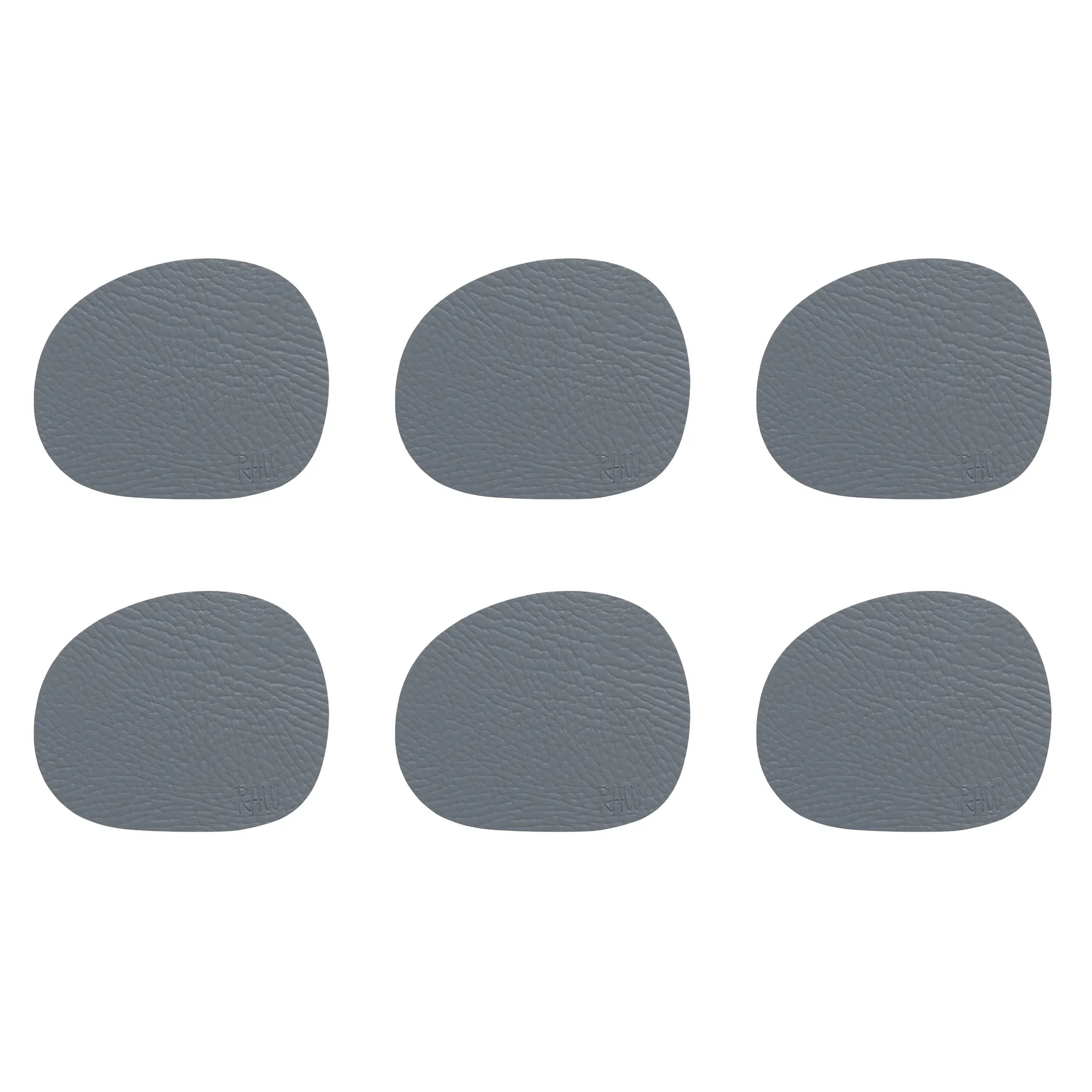 Confezione da 6 sottobicchieri in pelle Raw, grey buffalo (grigio) Aida
