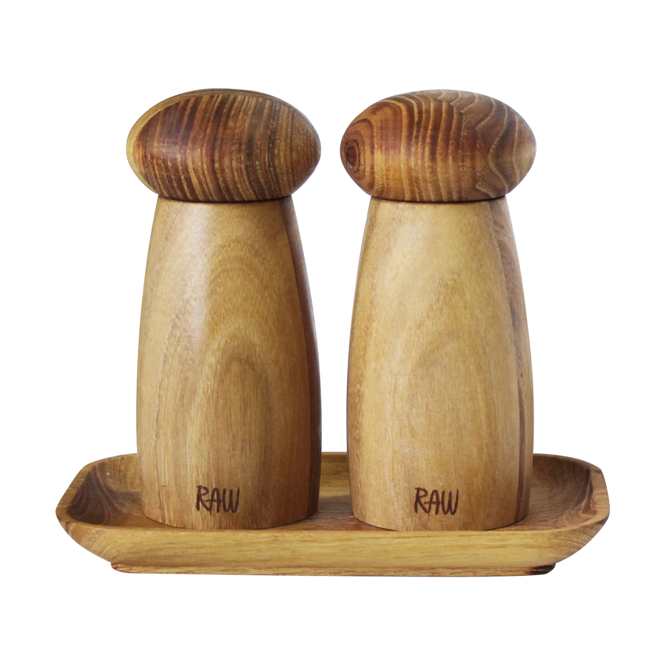 Macina sale e pepe incl. Vassoio Raw, Teak Aida