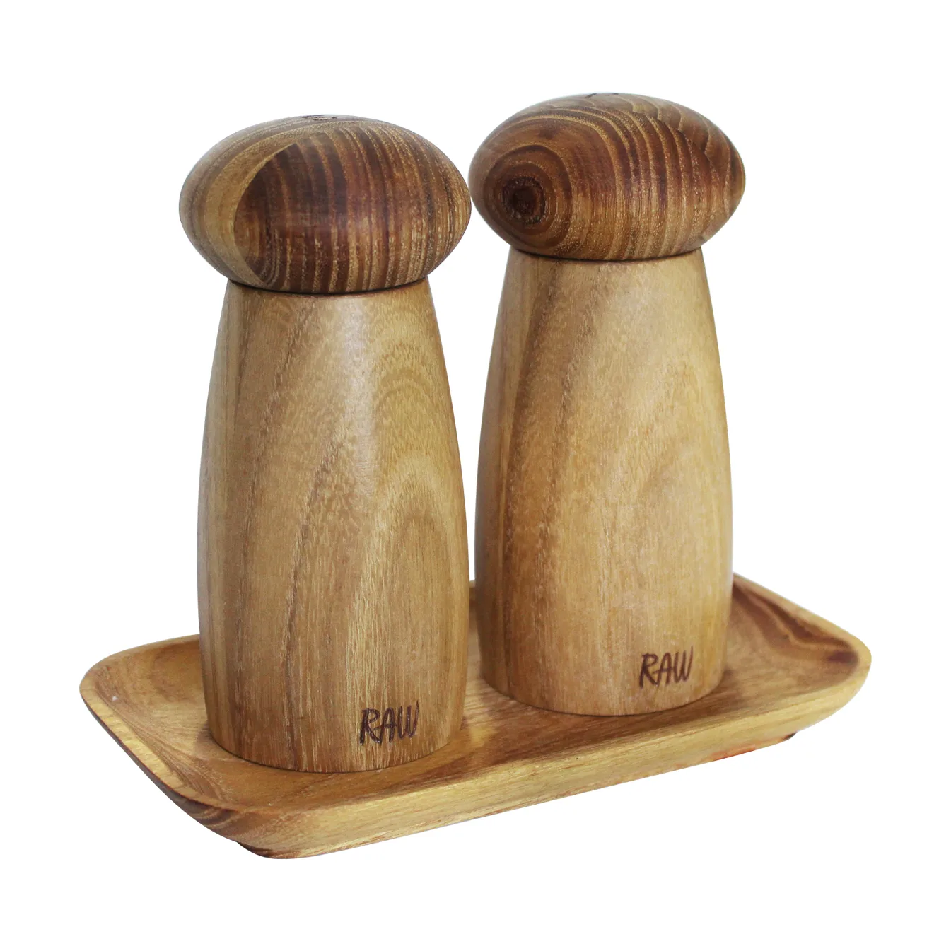 Macina sale e pepe incl. Vassoio Raw, Teak Aida