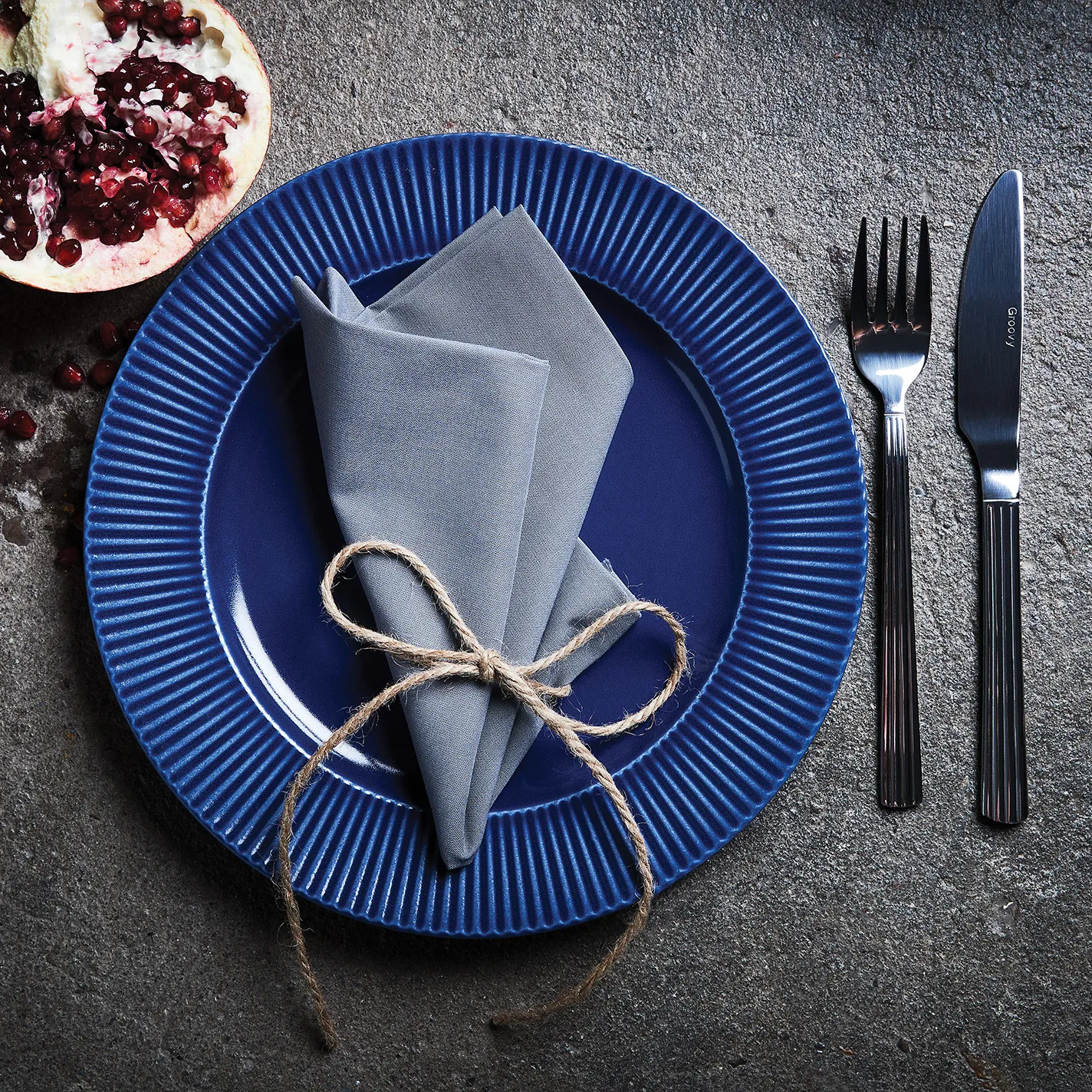 Piatto Groovy Ø 27 cm, Blu Aida