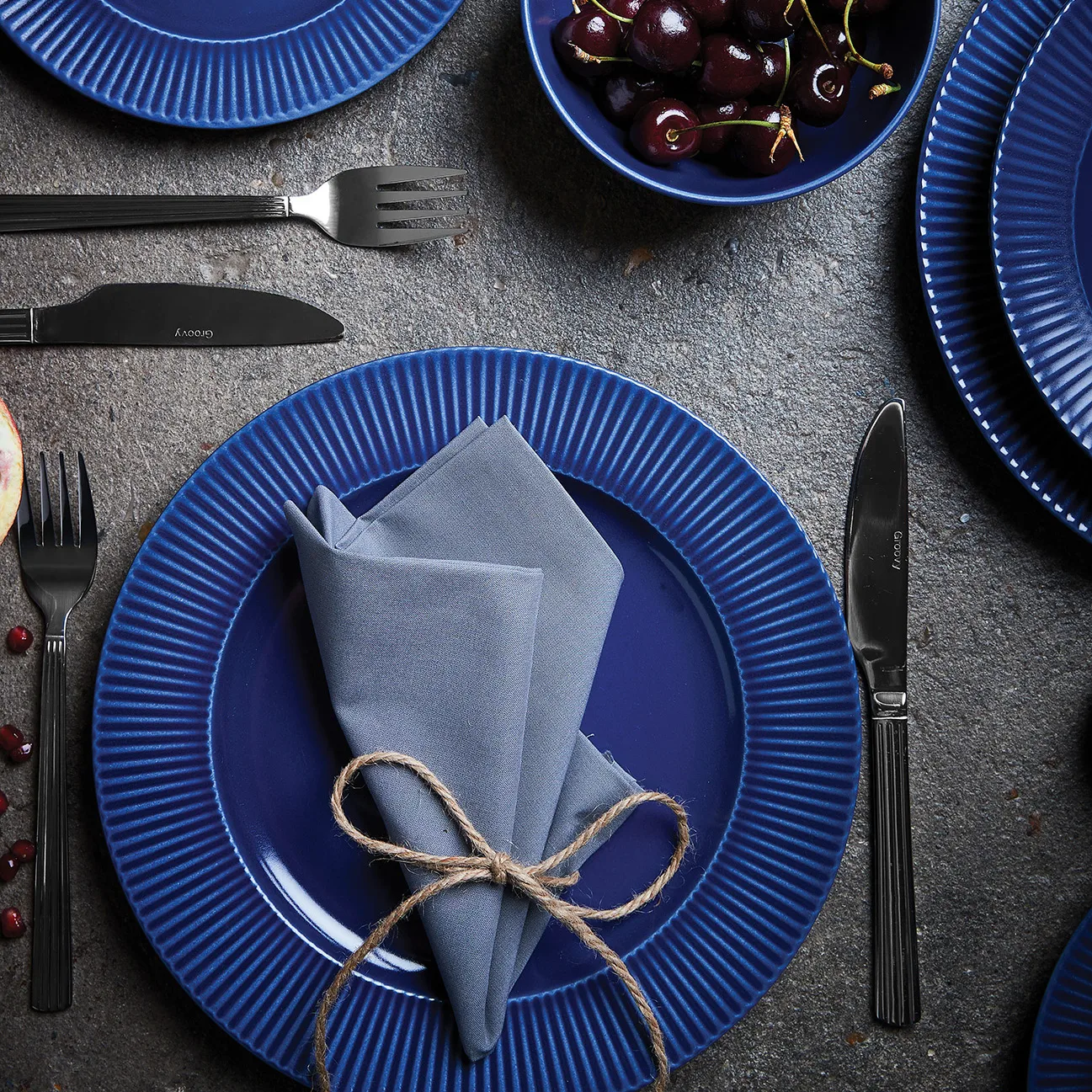 Piatto Groovy Ø 27 cm, Blu Aida