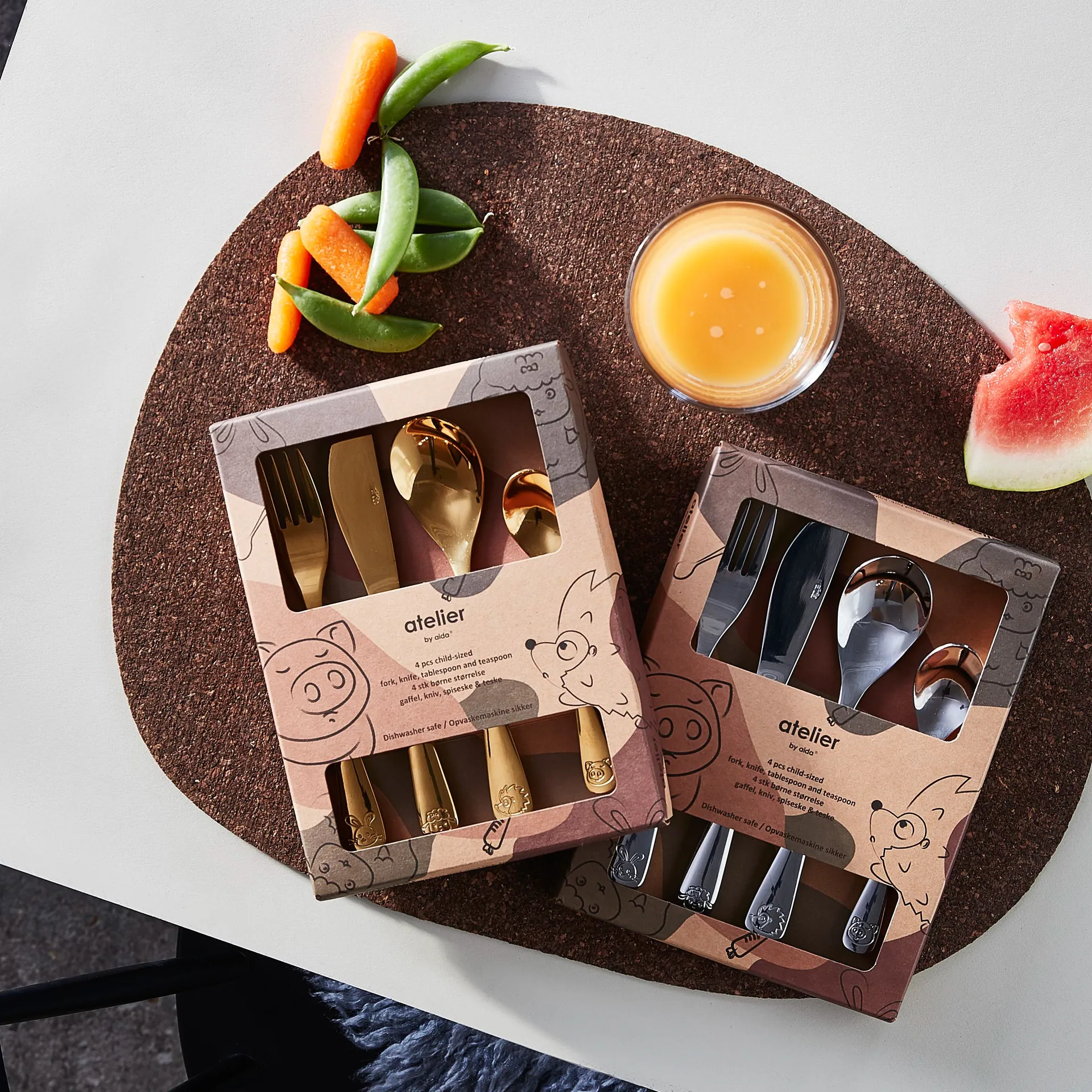 Posate per bambini Aida 4 pezzi, Acciaio Aida