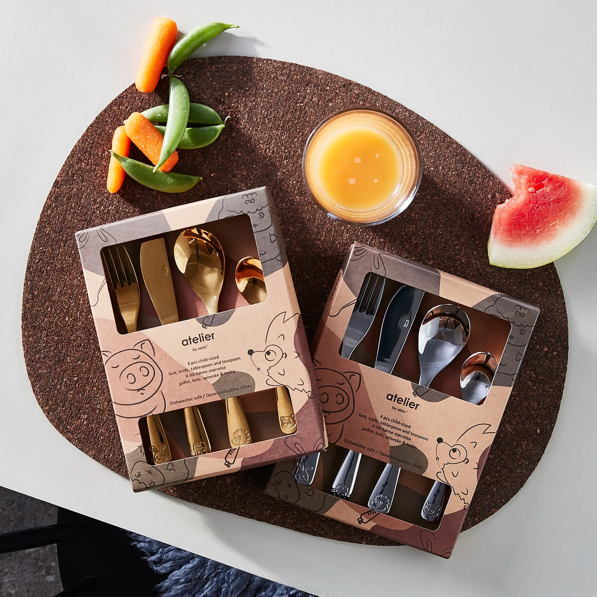 Posate per bambini Aida 4 pezzi, Oro Aida