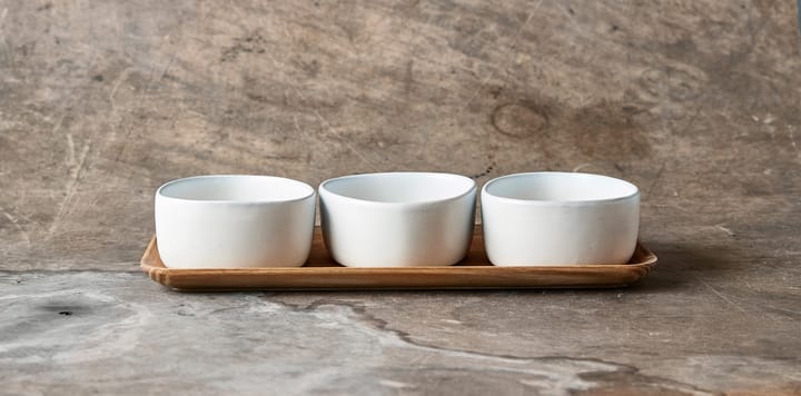 Set di ciotole con vassoio in legno Raw Organic, Arctic white Aida