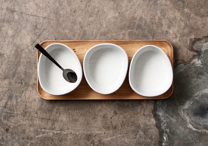 Set di ciotole con vassoio in legno Raw Organic, Arctic white Aida