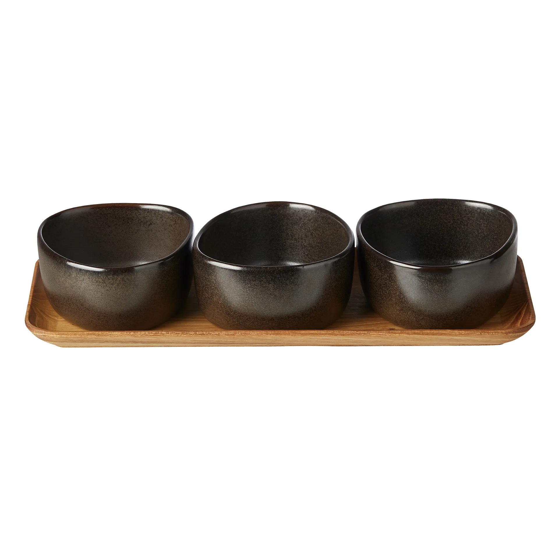 Set di ciotole con vassoio in legno Raw Organic, Metallic brown Aida