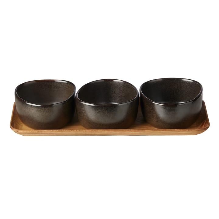 Set di ciotole con vassoio in legno Raw Organic - Metallic brown - Aida