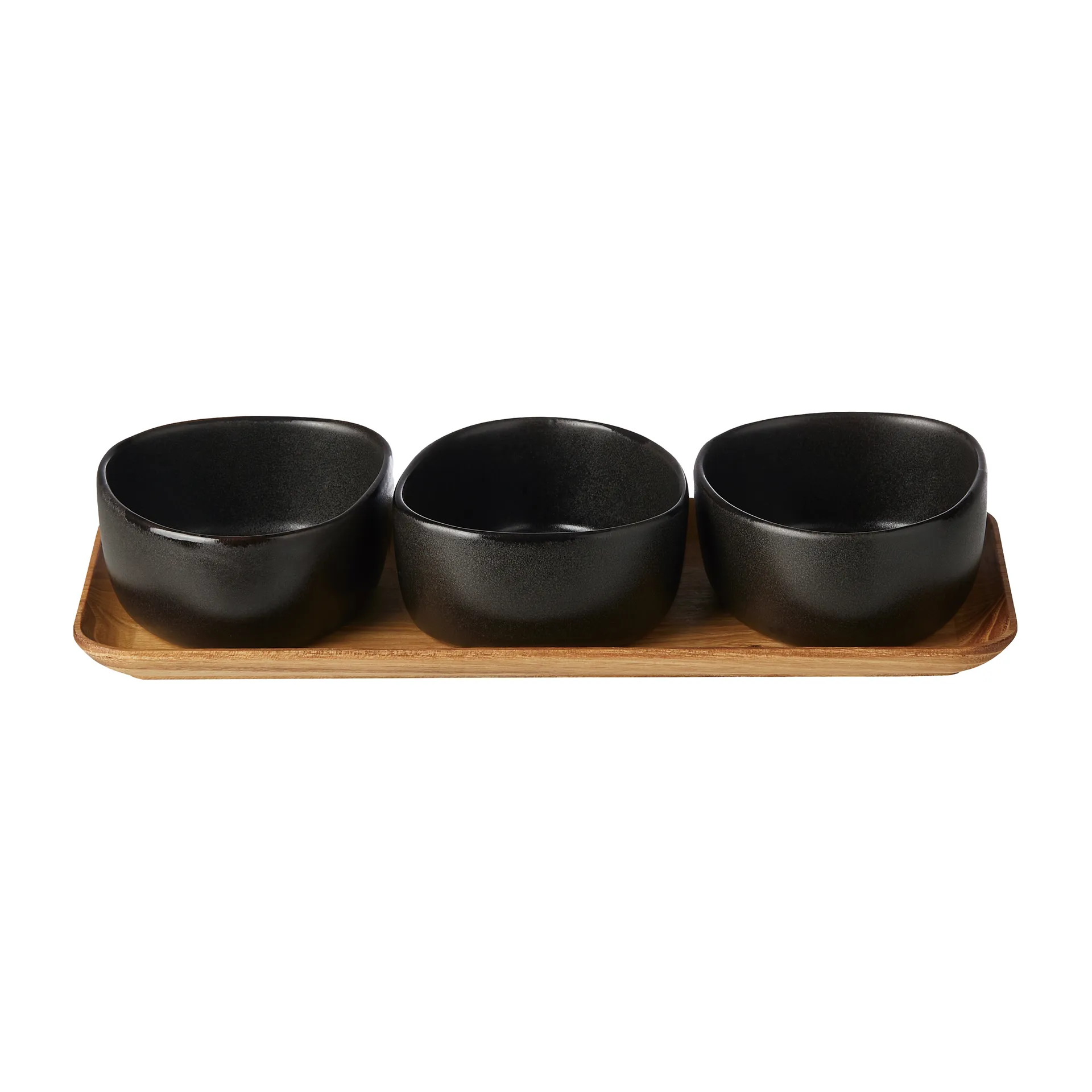 Set di ciotole con vassoio in legno Raw Organic, Titanium black Aida