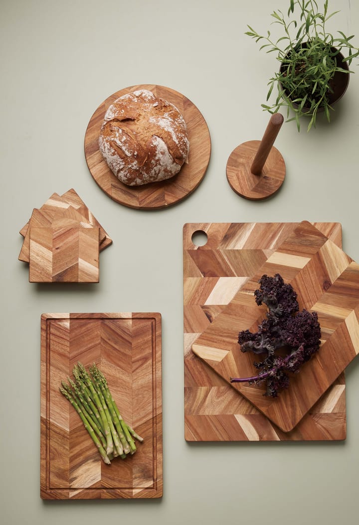 Tagliere con motivo a spina di pesce 26x40 cm, Legno di acacia Aida