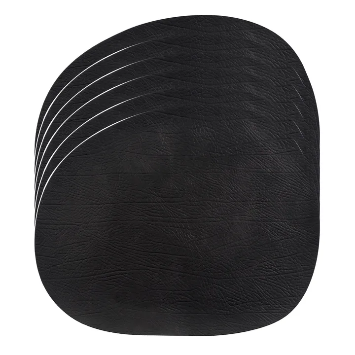 Tovaglietta Raw in pelle, confezione da 6 - Nero, 41x33,5 cm - Aida