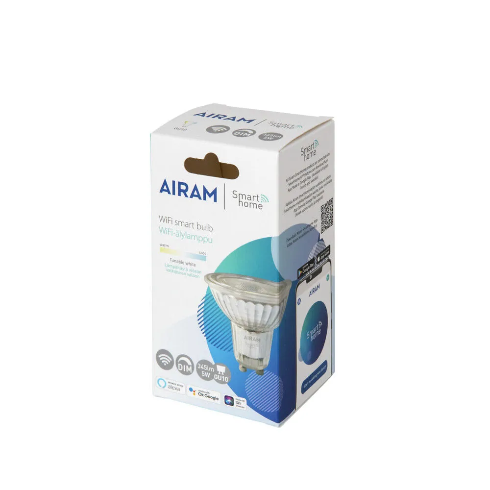 Lampadina LED Airam Smarta Hem, trasparente, par16, 36°, corpo in vetro gu10, 5 W Airam