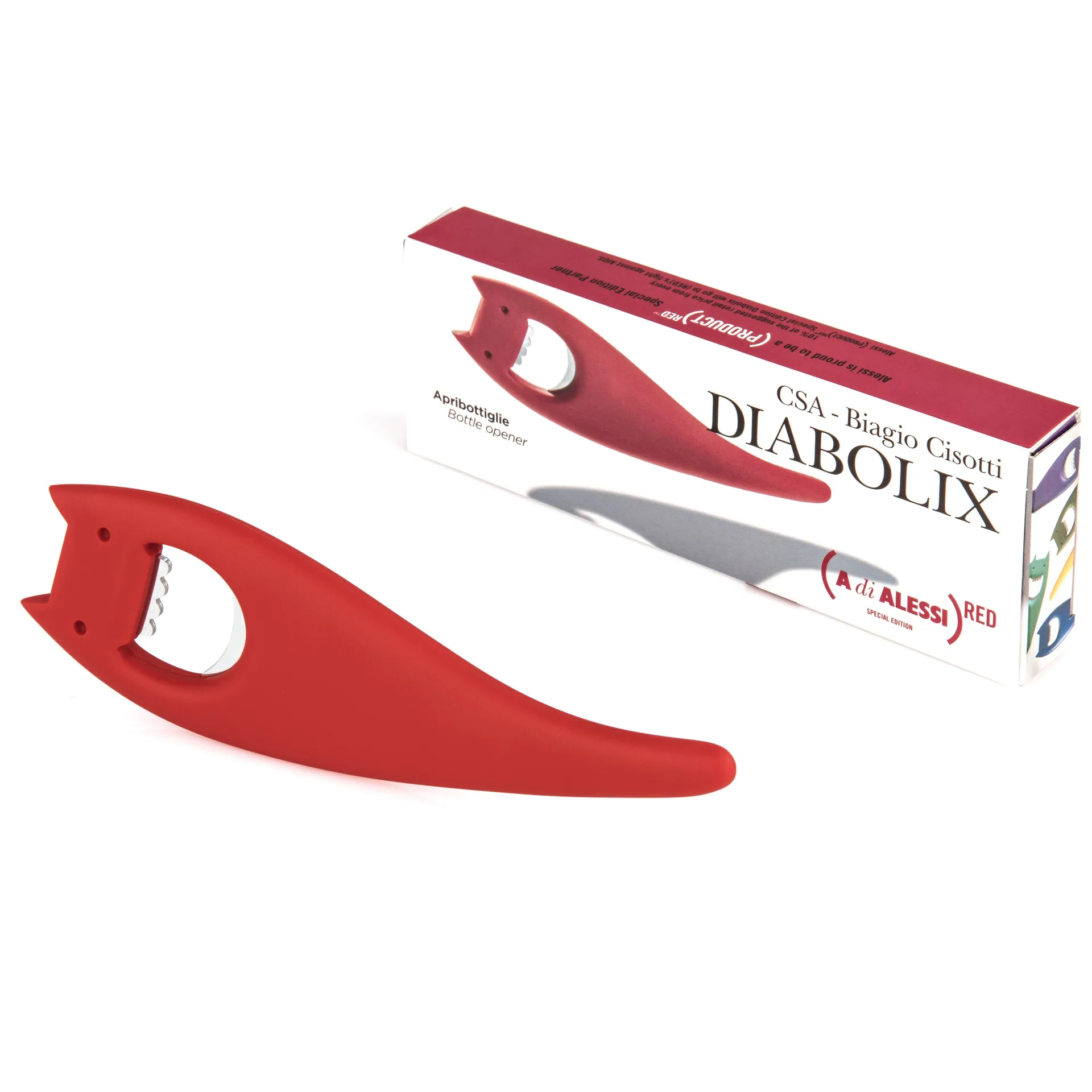 Apribottiglia Diabolix , rosso Alessi