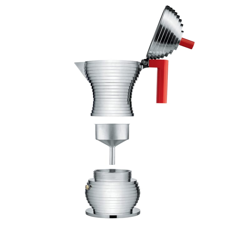 Macchina da espresso 3 tazze Pulcina - manico rosso - Alessi