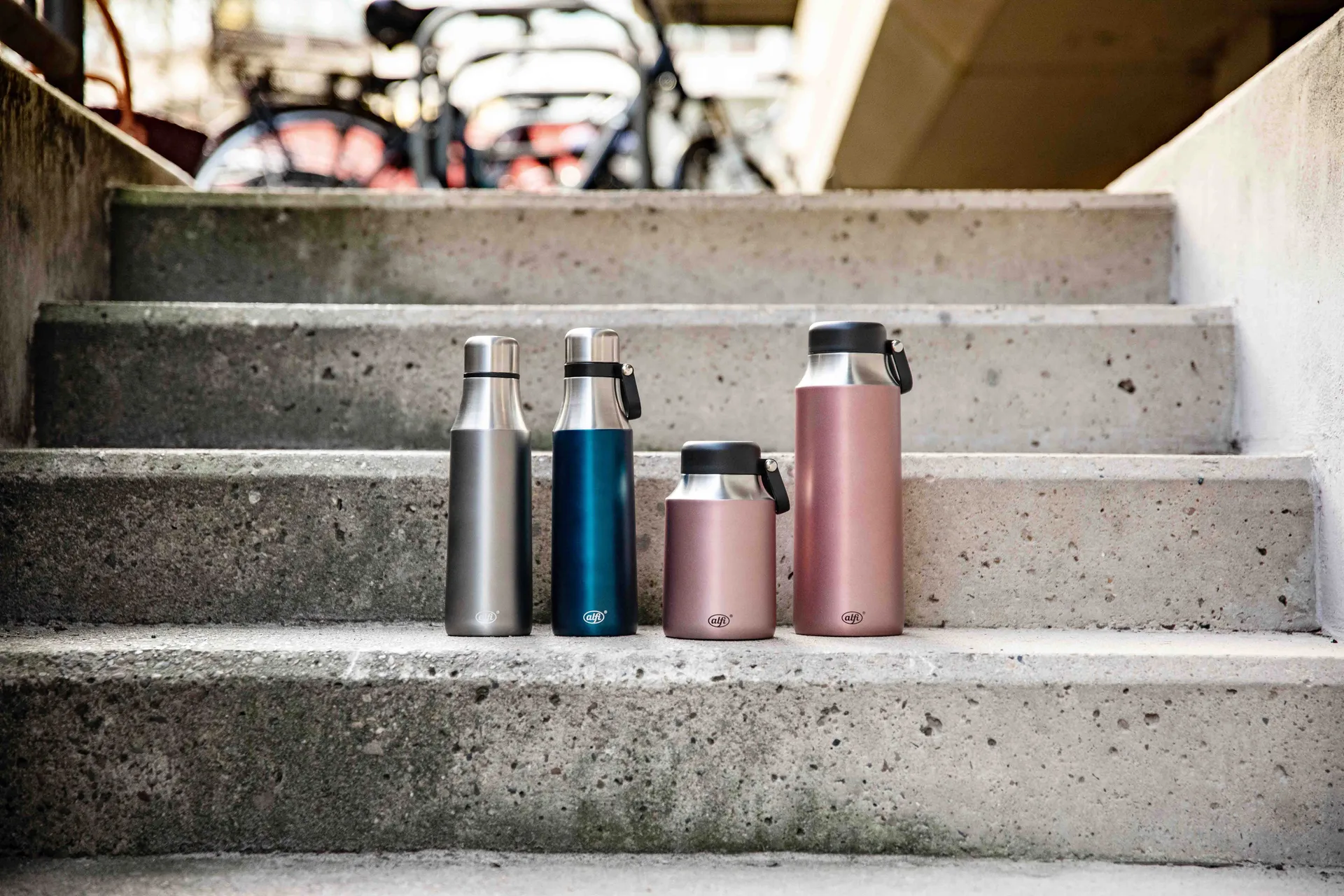 Bottiglia per acqua City, doppio contenitore, 0,5 L, Blu satinato Alfi