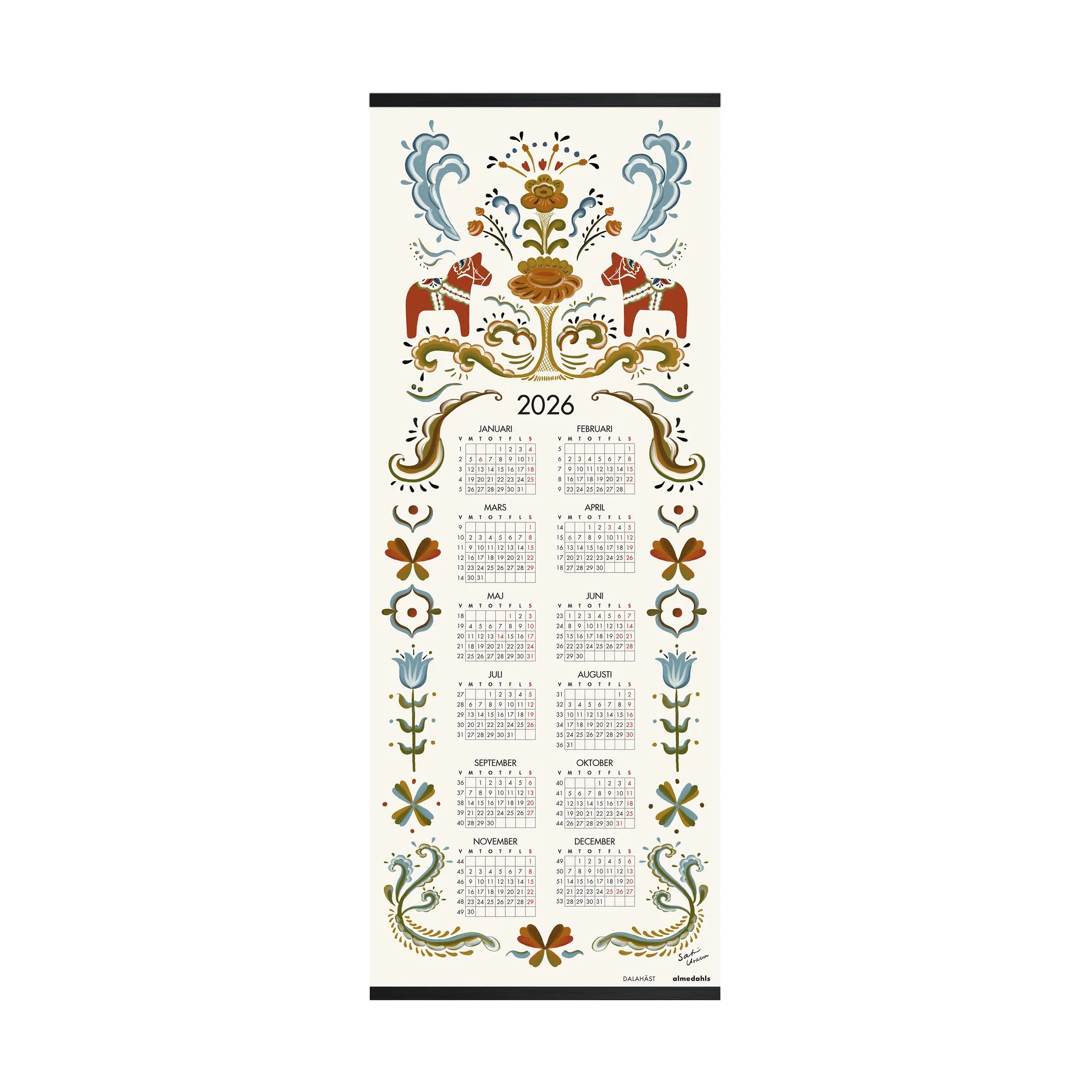 Calendario Dalahäst 2026, 35x90 cm Almedahls