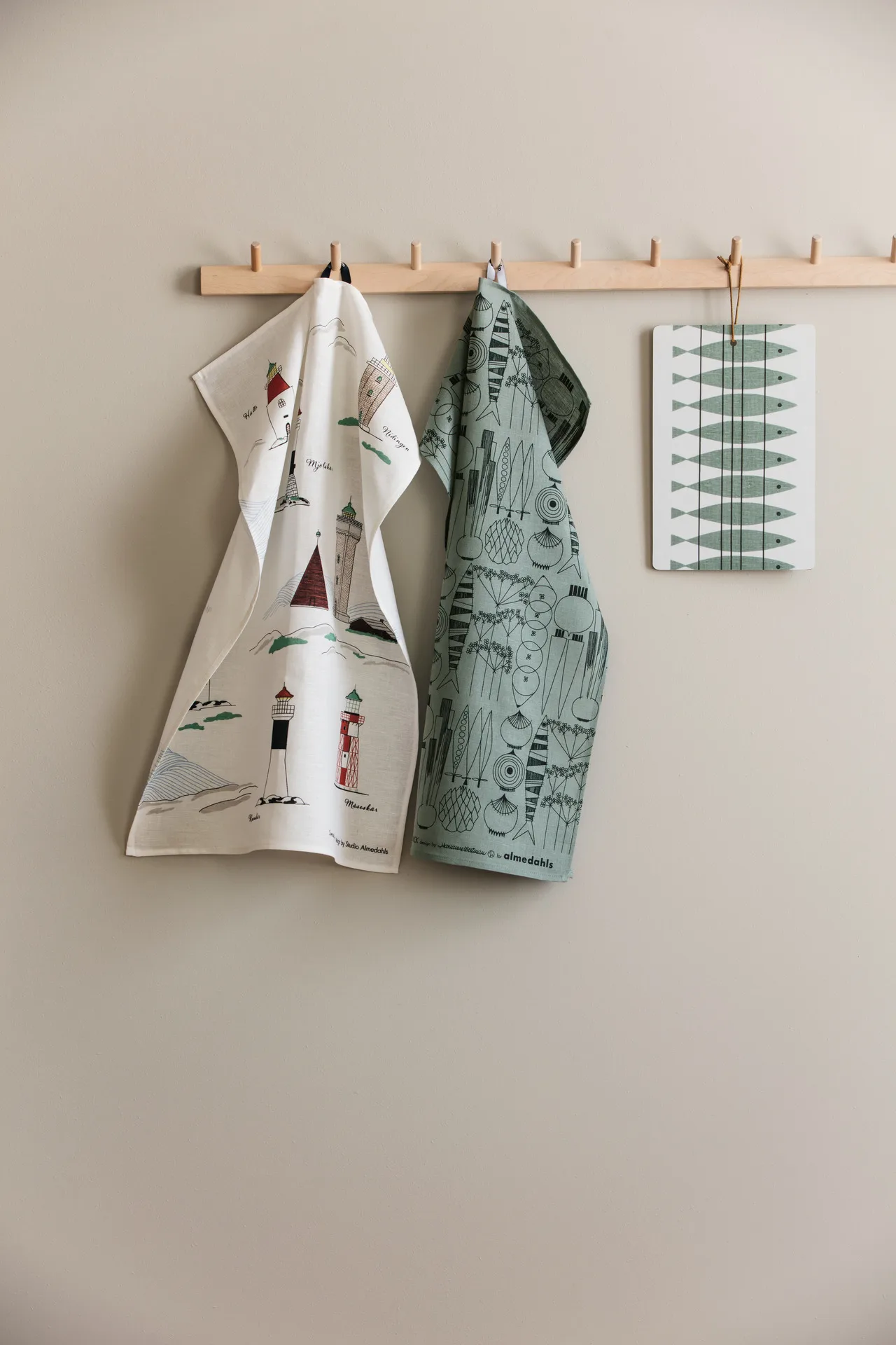 Canovaccio da cucina Svenska fyrar 47x70 cm, Bianco-multi Almedahls