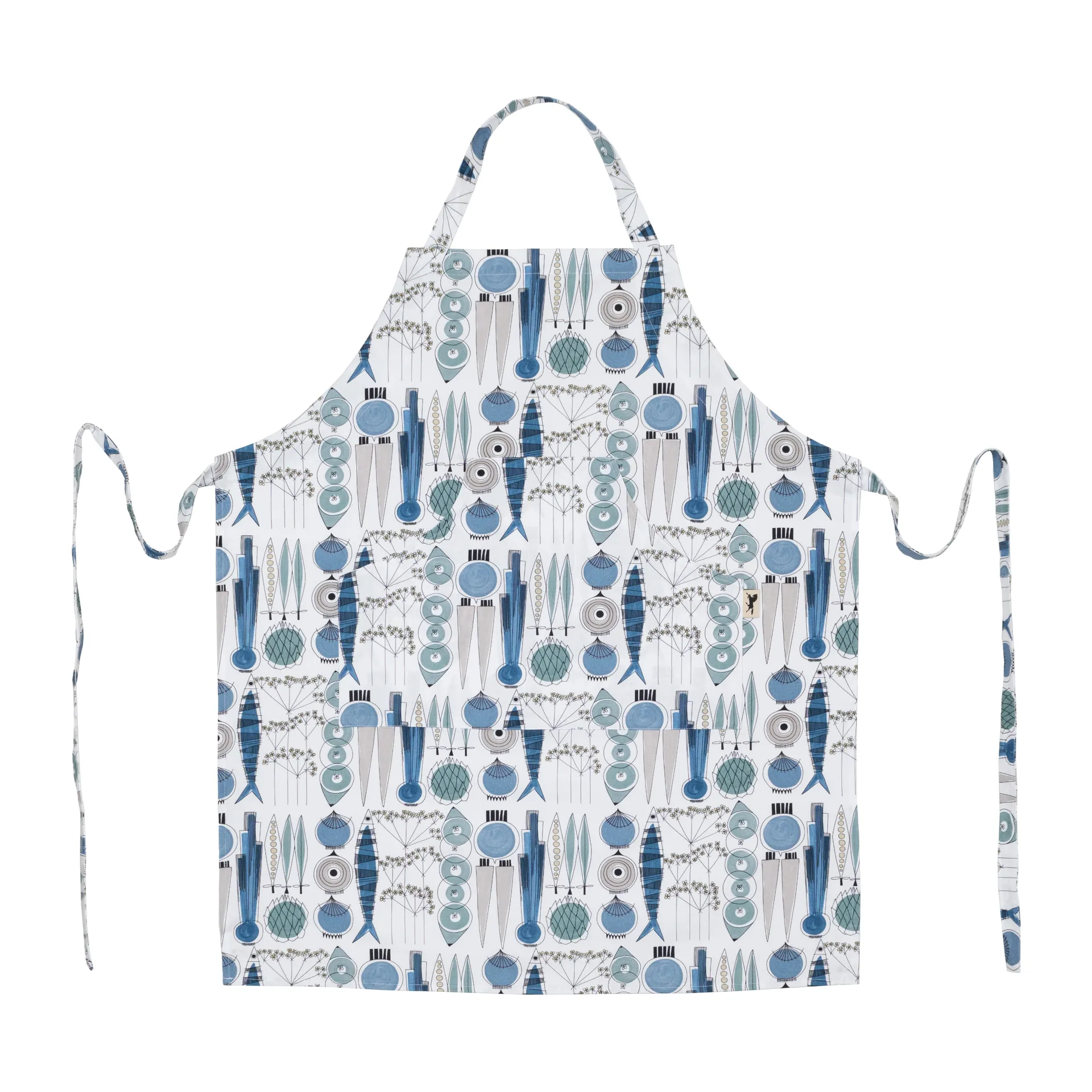 Grembiule Picknick con motivo, Blu, beige Almedahls