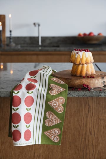 Panno da cucina Frukt och kaka 47x70 cm - Rosso-verde - Almedahls