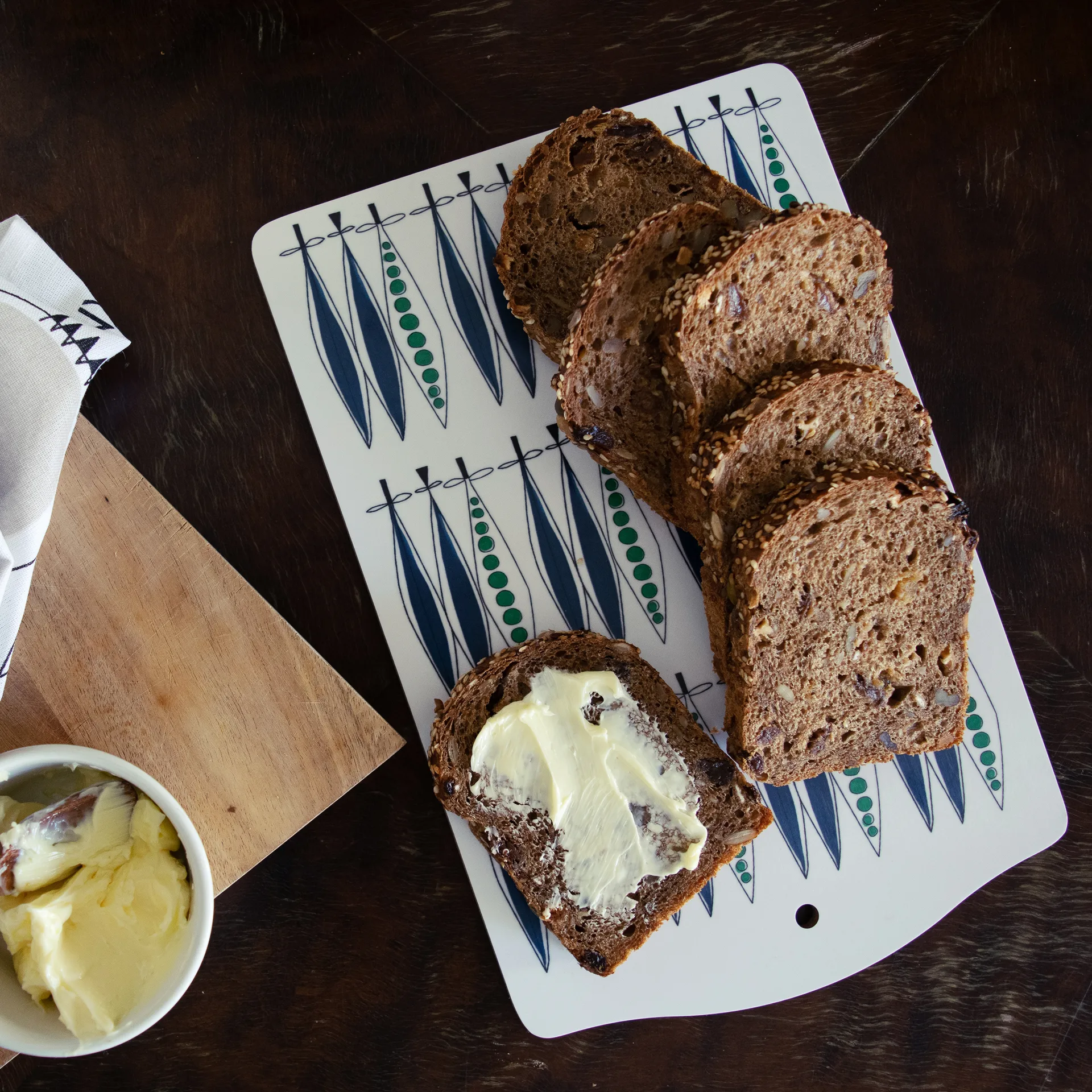 Tagliere da portata Picknick piselli 20x30 cm, blu-multicolore Almedahls