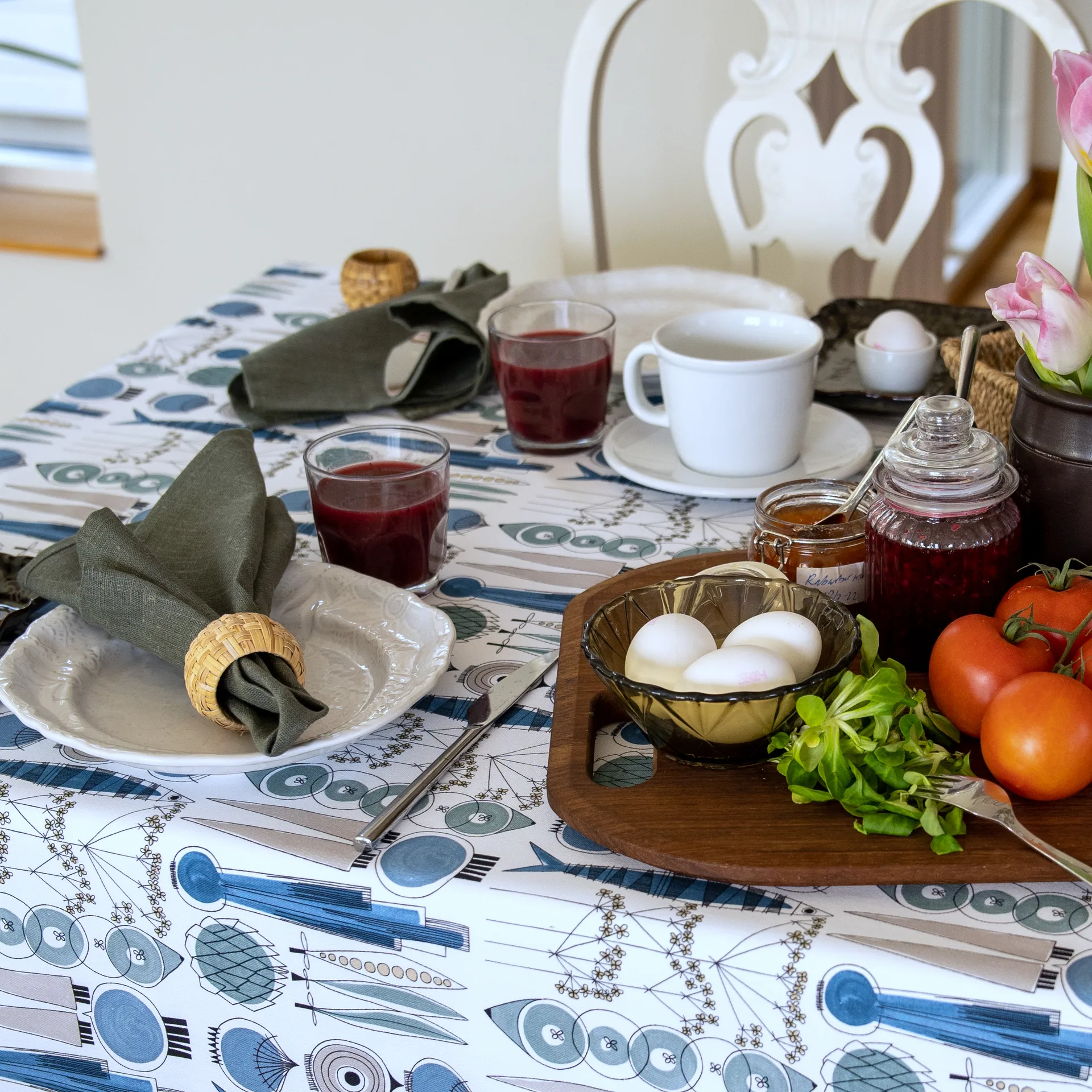 Tessuto Picknick, Blu-beige Almedahls