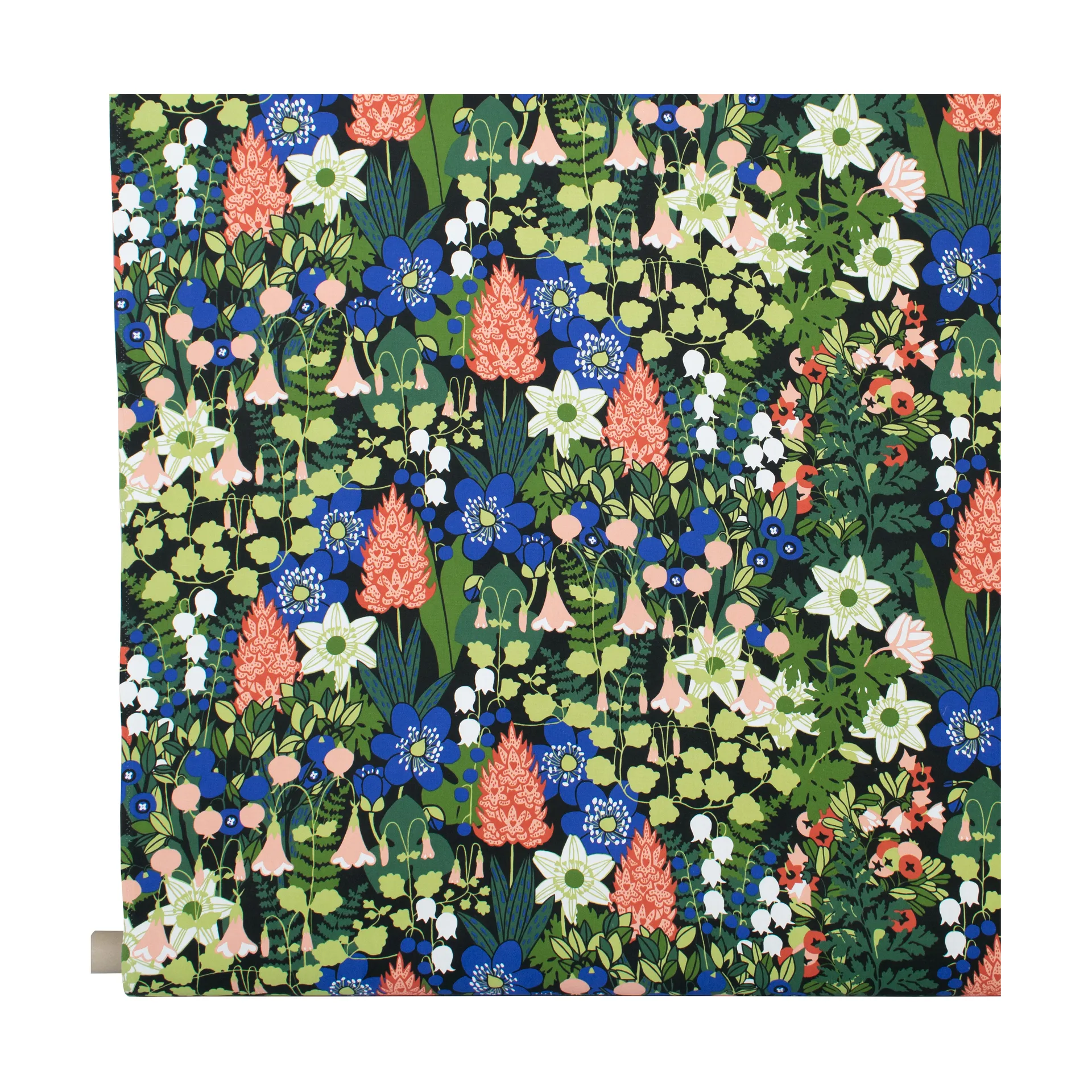 Tessuto Skog, Nero, verde, rosa Almedahls