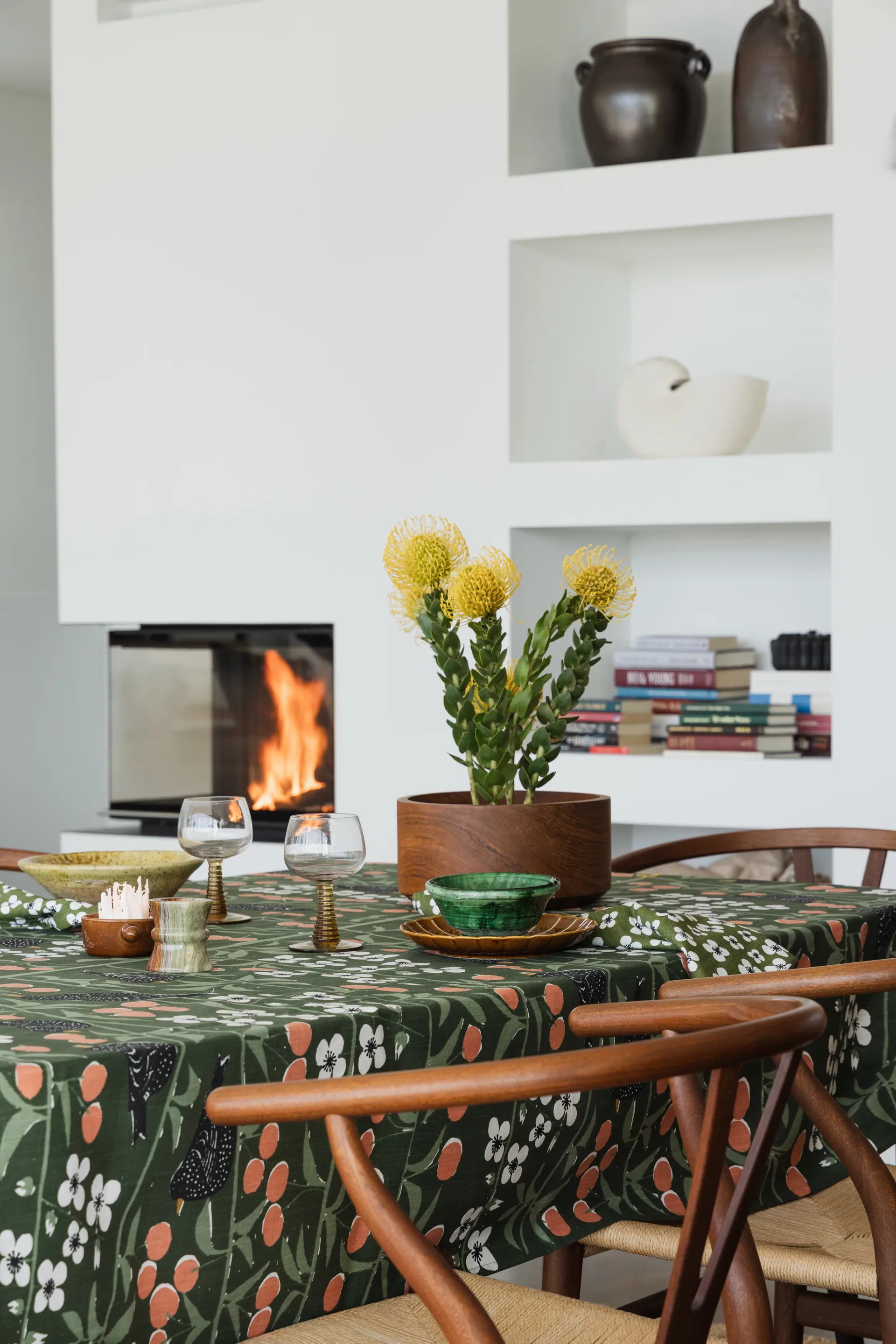 Tovaglia Körsbärsträdgården, Verde scuro, 145x250 cm Almedahls