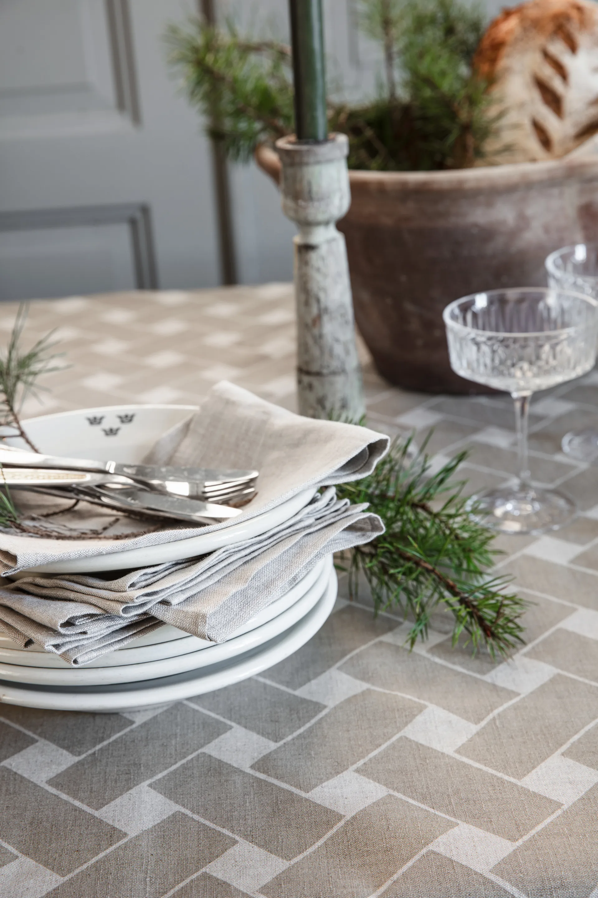 Tovaglia XL Korg 145x250 cm, Natur-taupe Almedahls