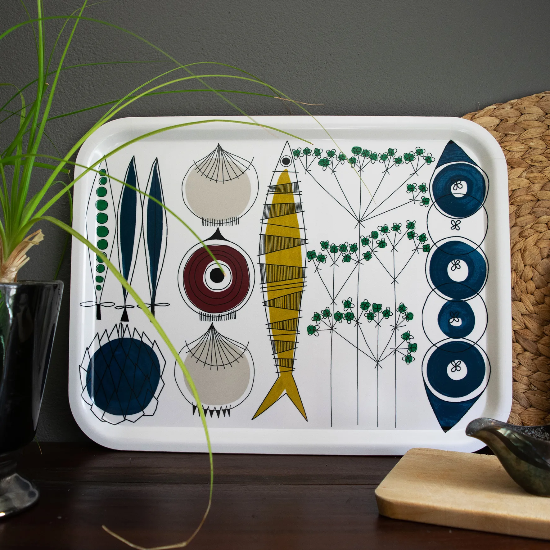 Vassoio Picknick 33x43 cm, blu-multicolore Almedahls
