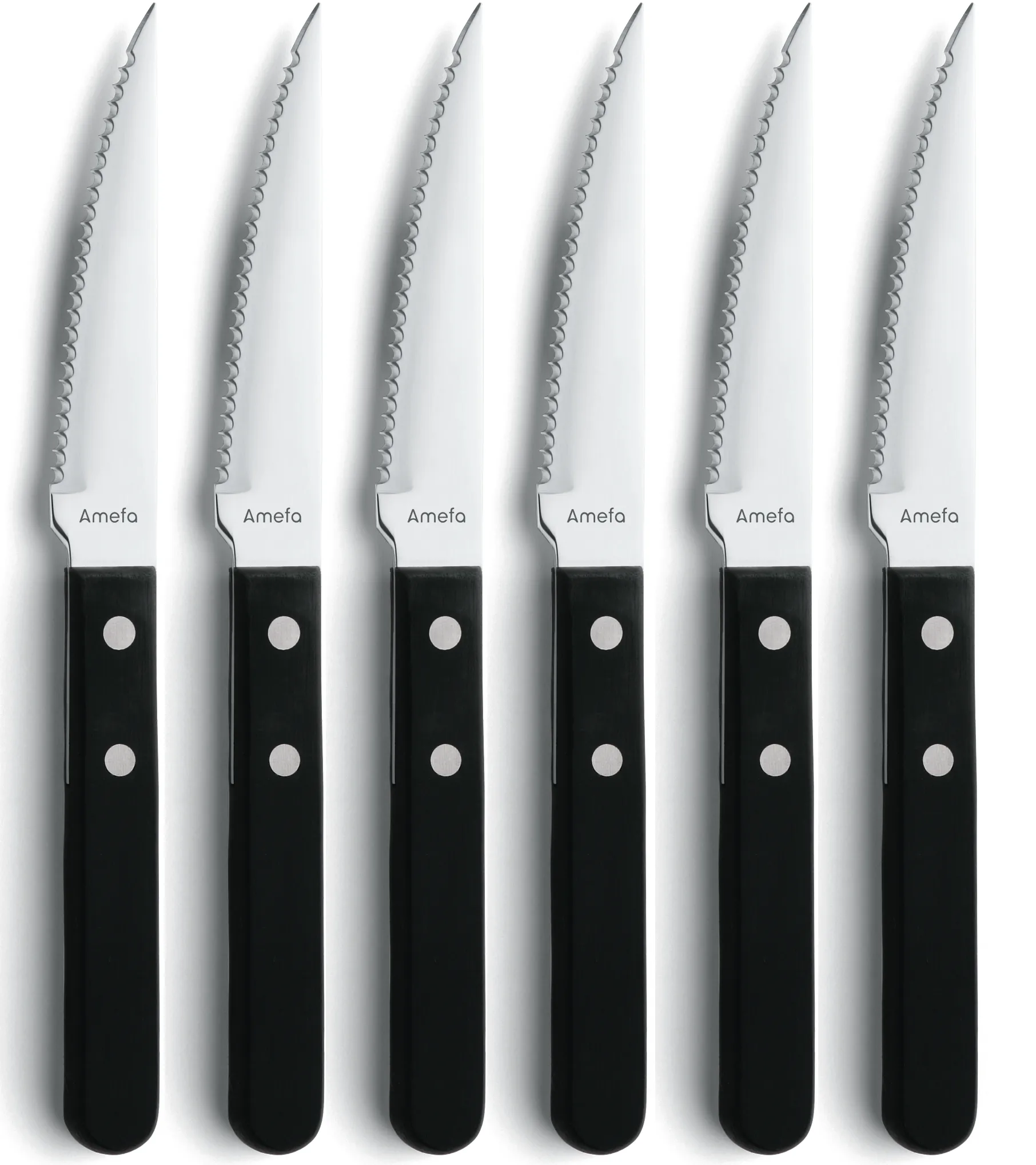 Set di 6 coltelli da griglia Pizza Noir, Nero Amefa