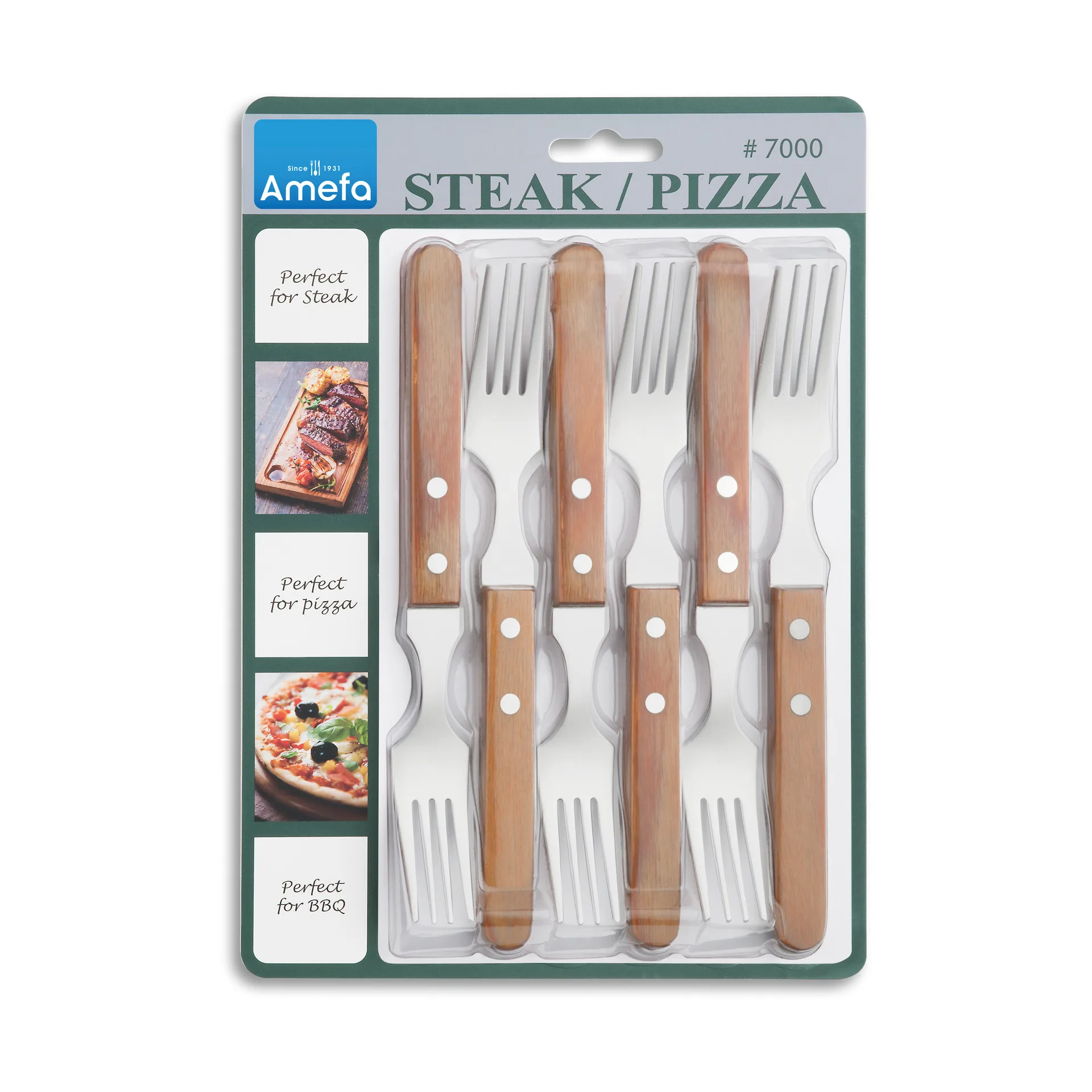 Set di 6 forchette da griglia Pizza, Quercia Amefa