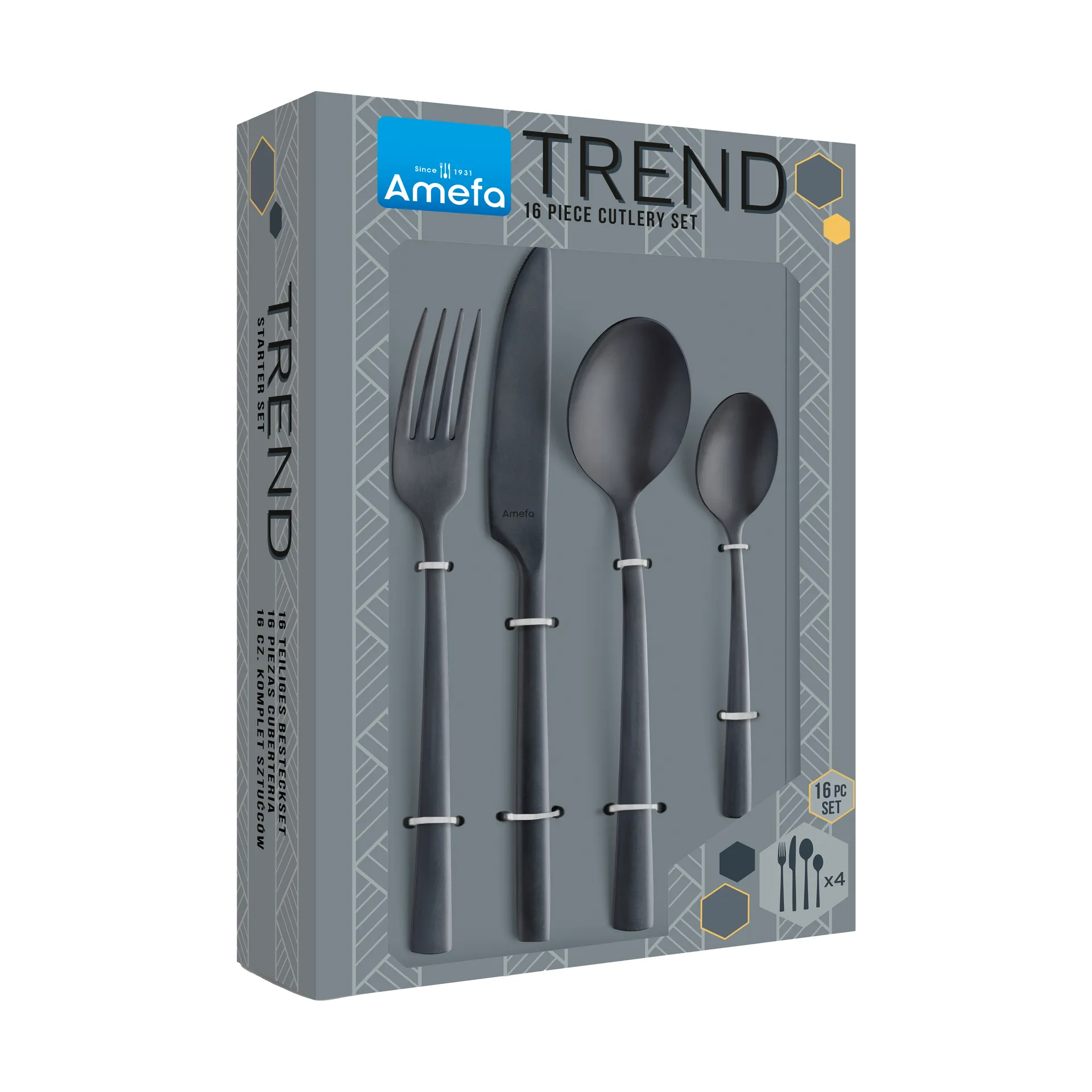 Set di posate Manille Vintage 16 pezzi, Nero Amefa