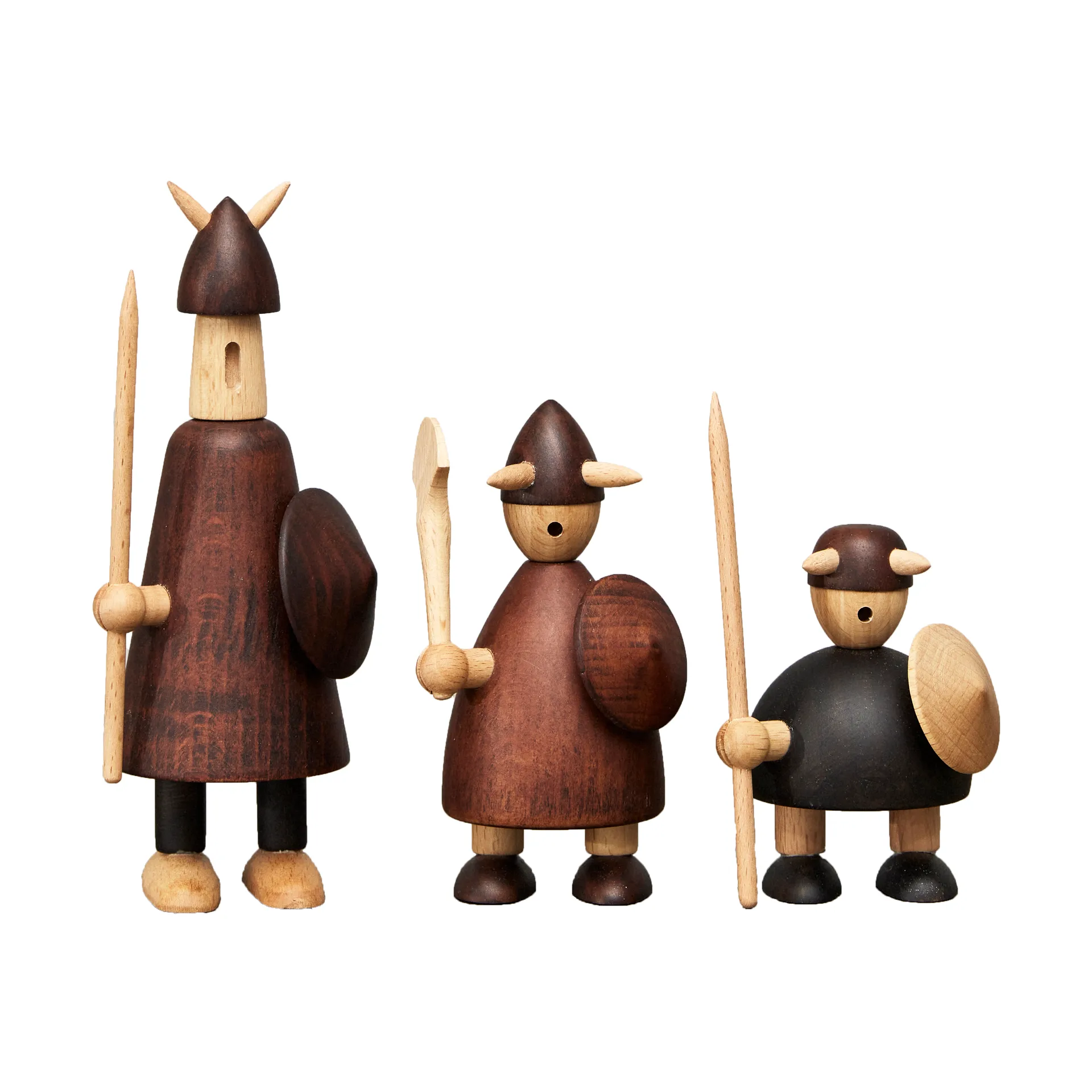 Figura in legno The vikings of Denmark 3 pezzi, Stained beech Andersen Furniture