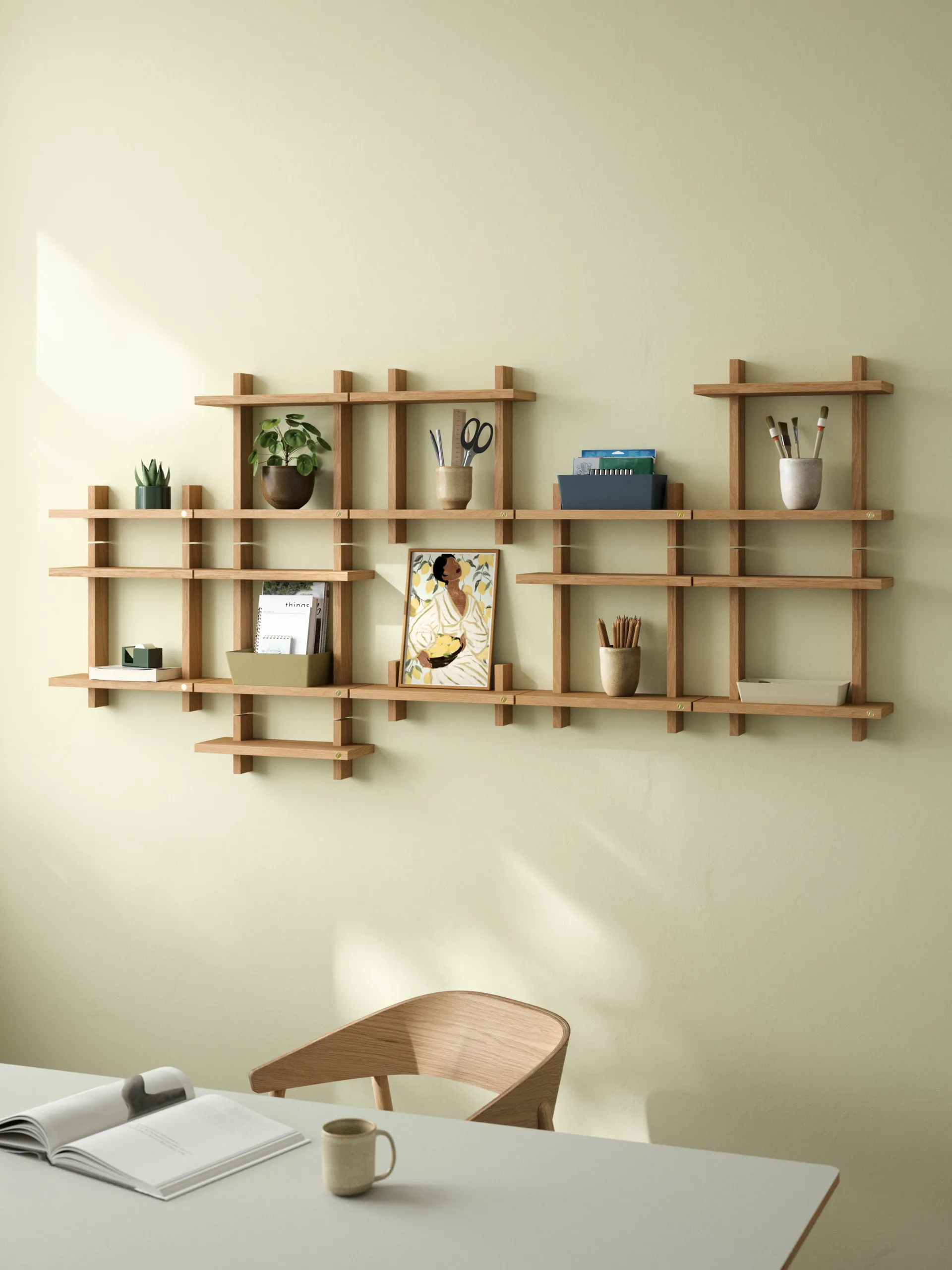 Mensola da parete doppia Treat, Rovere naturale oliato, 34×12×34 cm Andersen Furniture