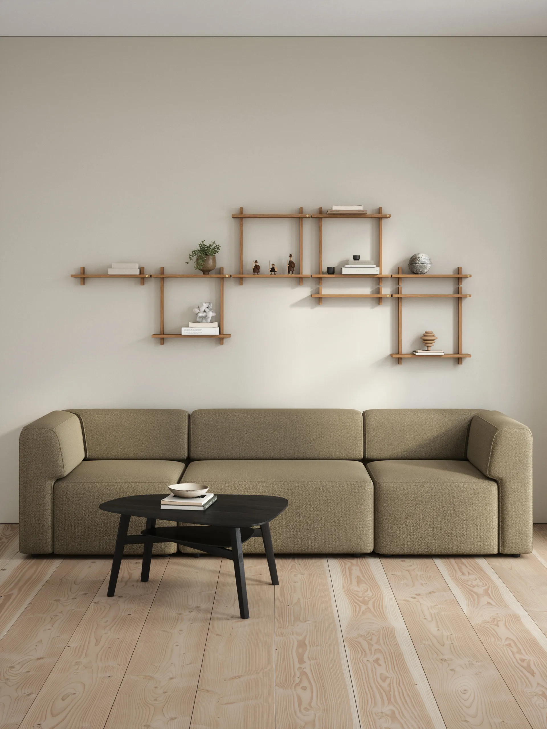 Mensola da parete doppia Treat, Rovere naturale oliato, 50x12x50 cm Andersen Furniture
