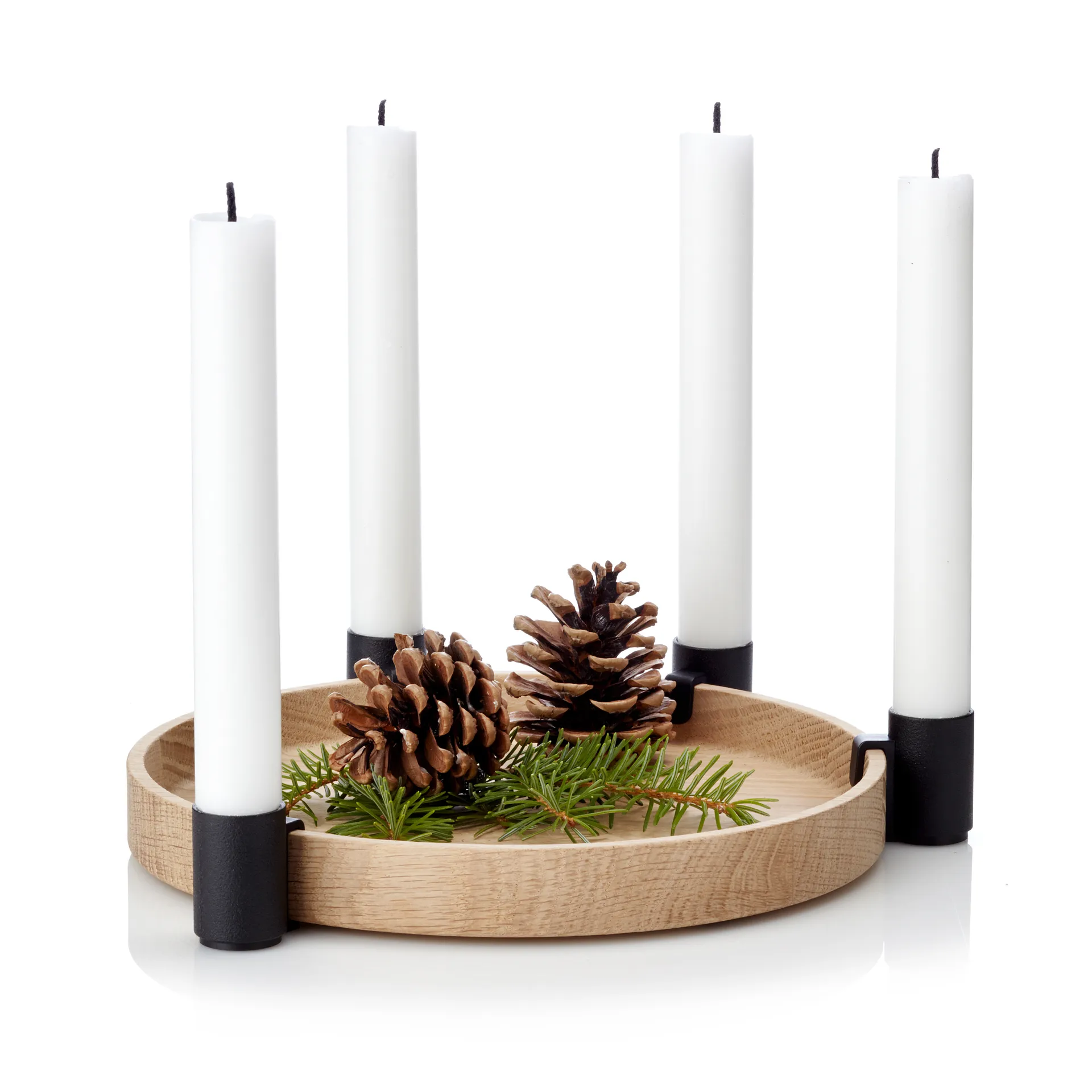 Candelabro dell'Avvento Luna, rovere, nero Applicata