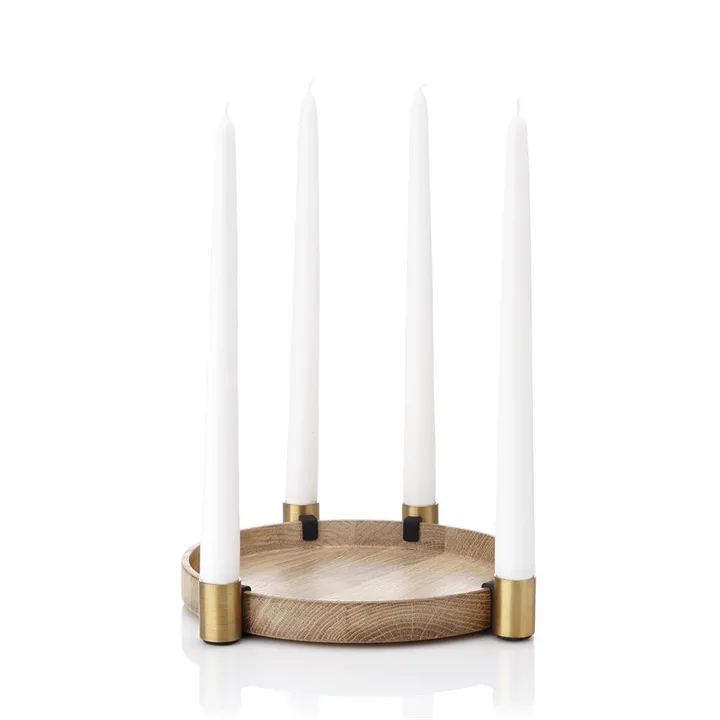 Candelabro dell'Avvento Luna - rovere, ottone - Applicata