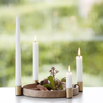 Candelabro dell'Avvento Luna - rovere, ottone - Applicata