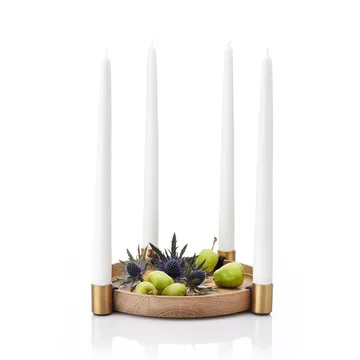 Candelabro dell'Avvento Luna - rovere, ottone - Applicata