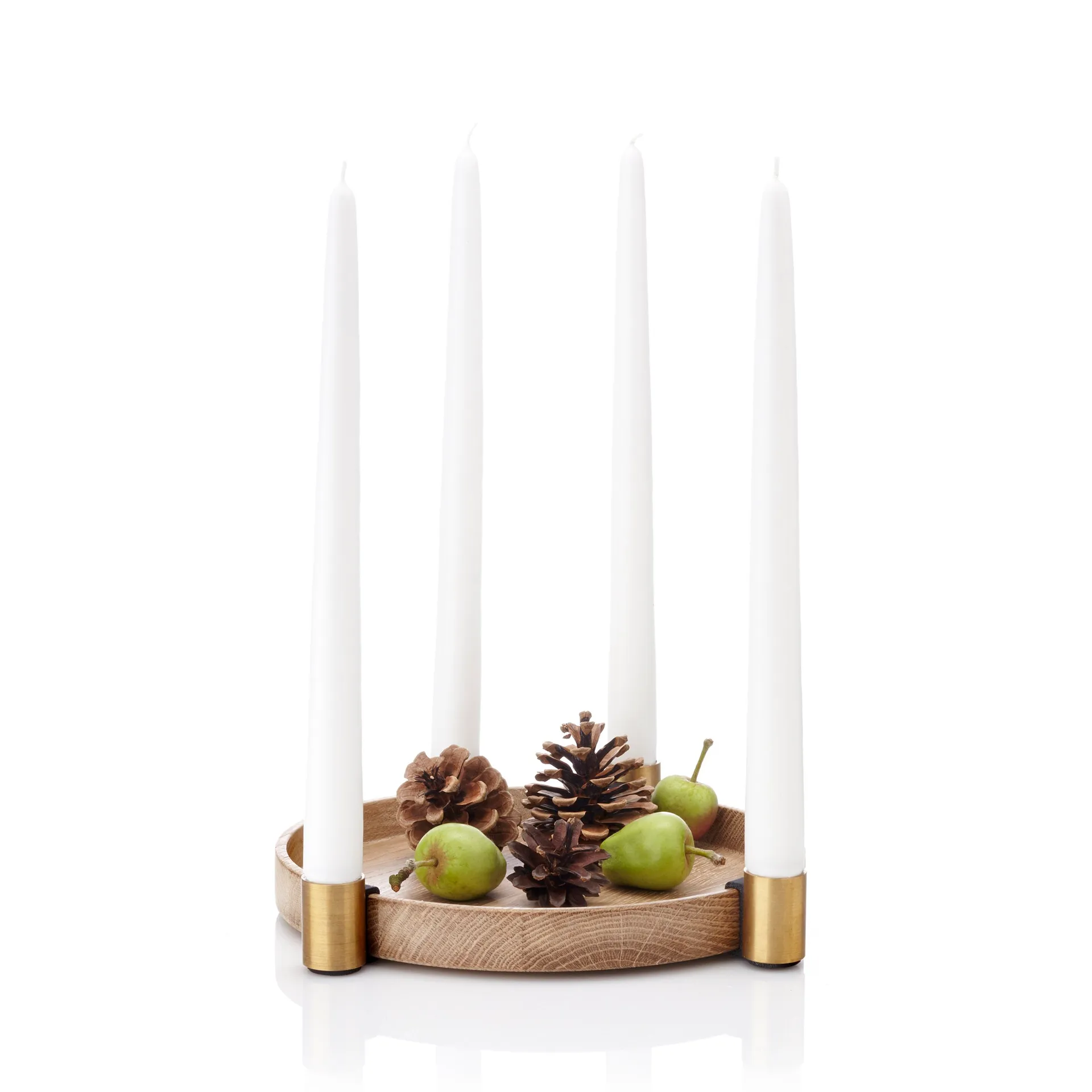 Candelabro dell'Avvento Luna, rovere, ottone Applicata
